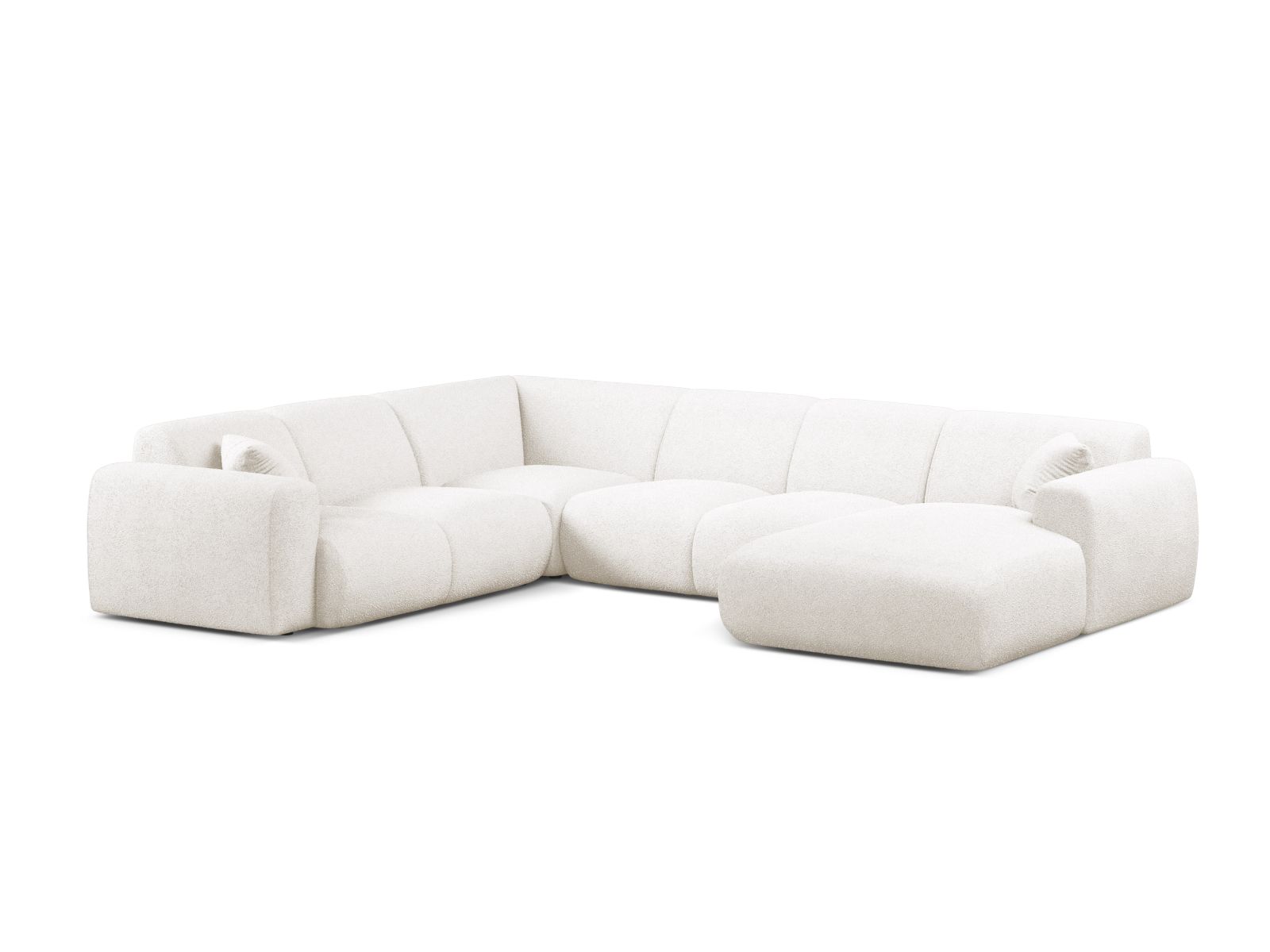 Boucle Modular Panoramic Left Corner Sofa, "Molino", 6 Seats, 326x252x72