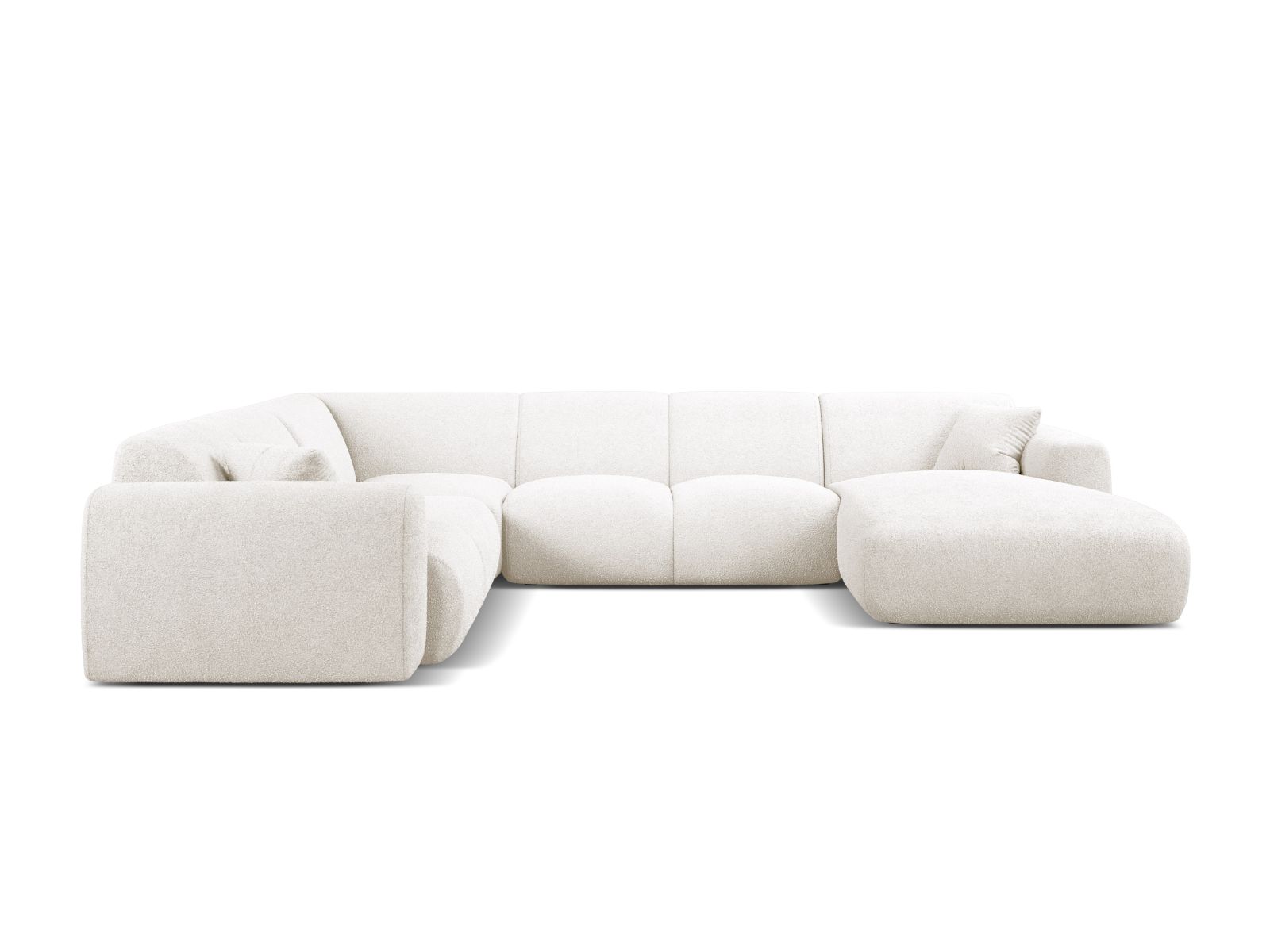 Boucle Modular Panoramic Left Corner Sofa, "Molino", 6 Seats, 326x252x72