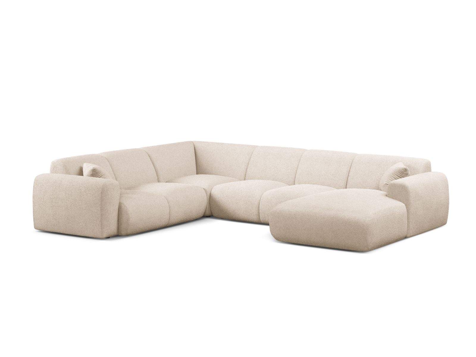 Boucle Modular Panoramic Left Corner Sofa, "Molino", 6 Seats, 326x252x72