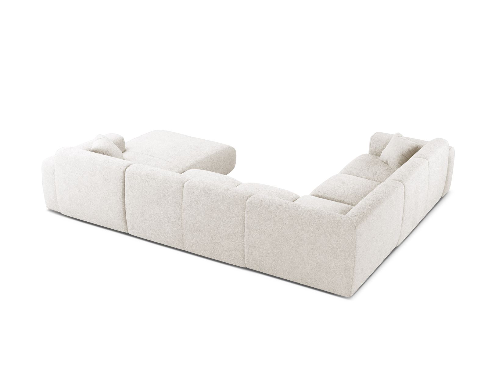Boucle Modular Panoramic Left Corner Sofa, "Molino", 6 Seats, 326x252x72