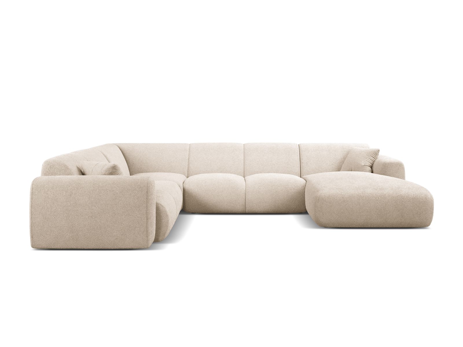 Boucle Modular Panoramic Left Corner Sofa, "Molino", 6 Seats, 326x252x72