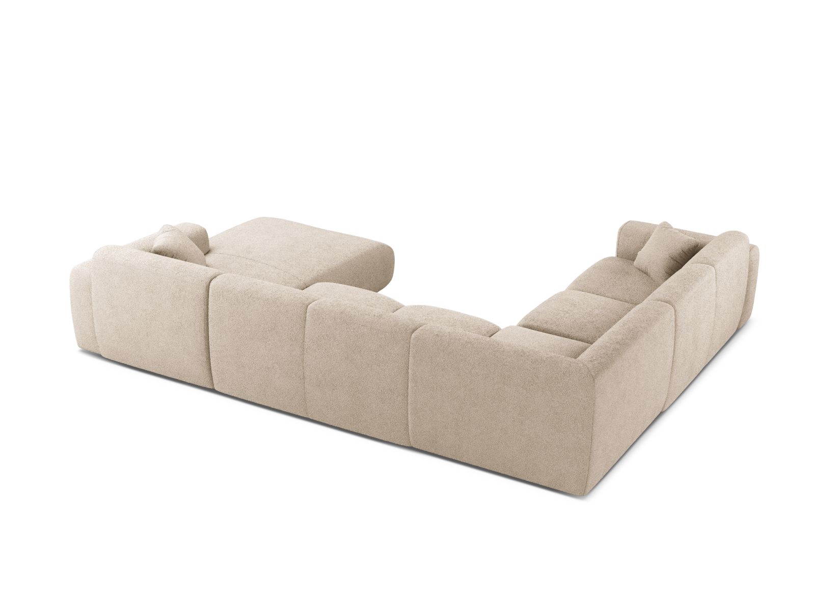 Boucle Modular Panoramic Left Corner Sofa, "Molino", 6 Seats, 326x252x72