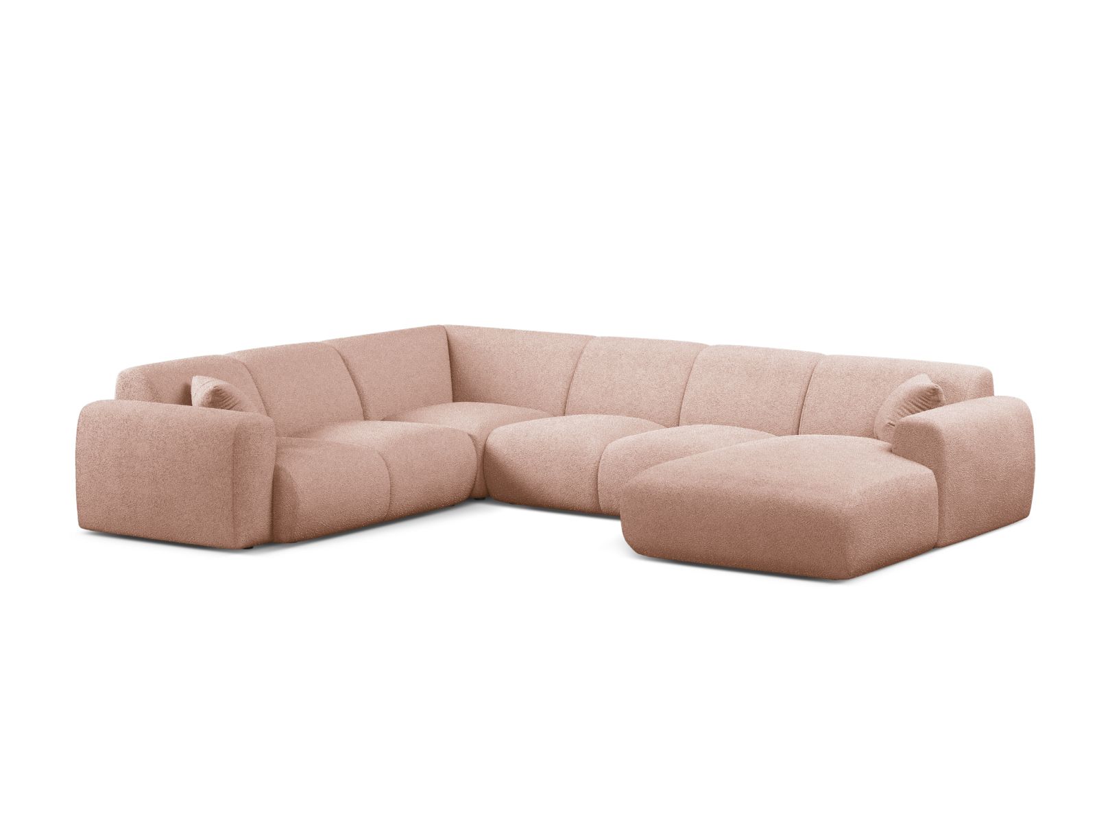 Boucle Modular Panoramic Left Corner Sofa, "Molino", 6 Seats, 326x252x72