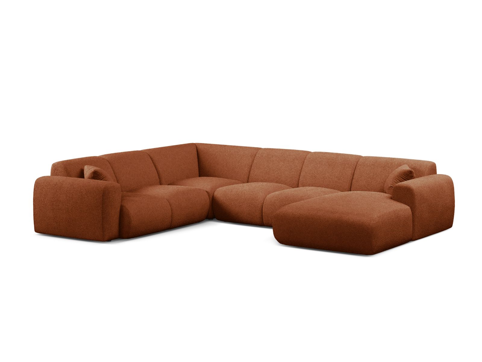 Boucle Modular Panoramic Left Corner Sofa, "Molino", 6 Seats, 326x252x72