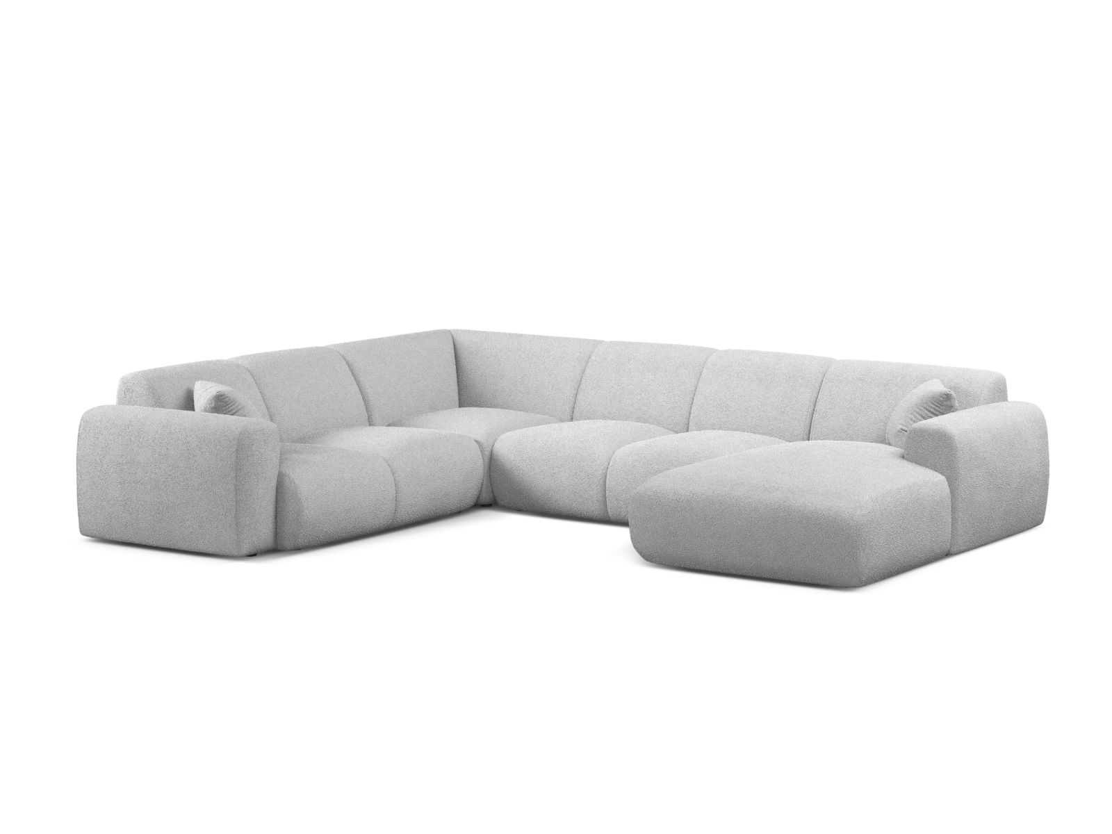 Boucle Modular Panoramic Left Corner Sofa, "Molino", 6 Seats, 326x252x72