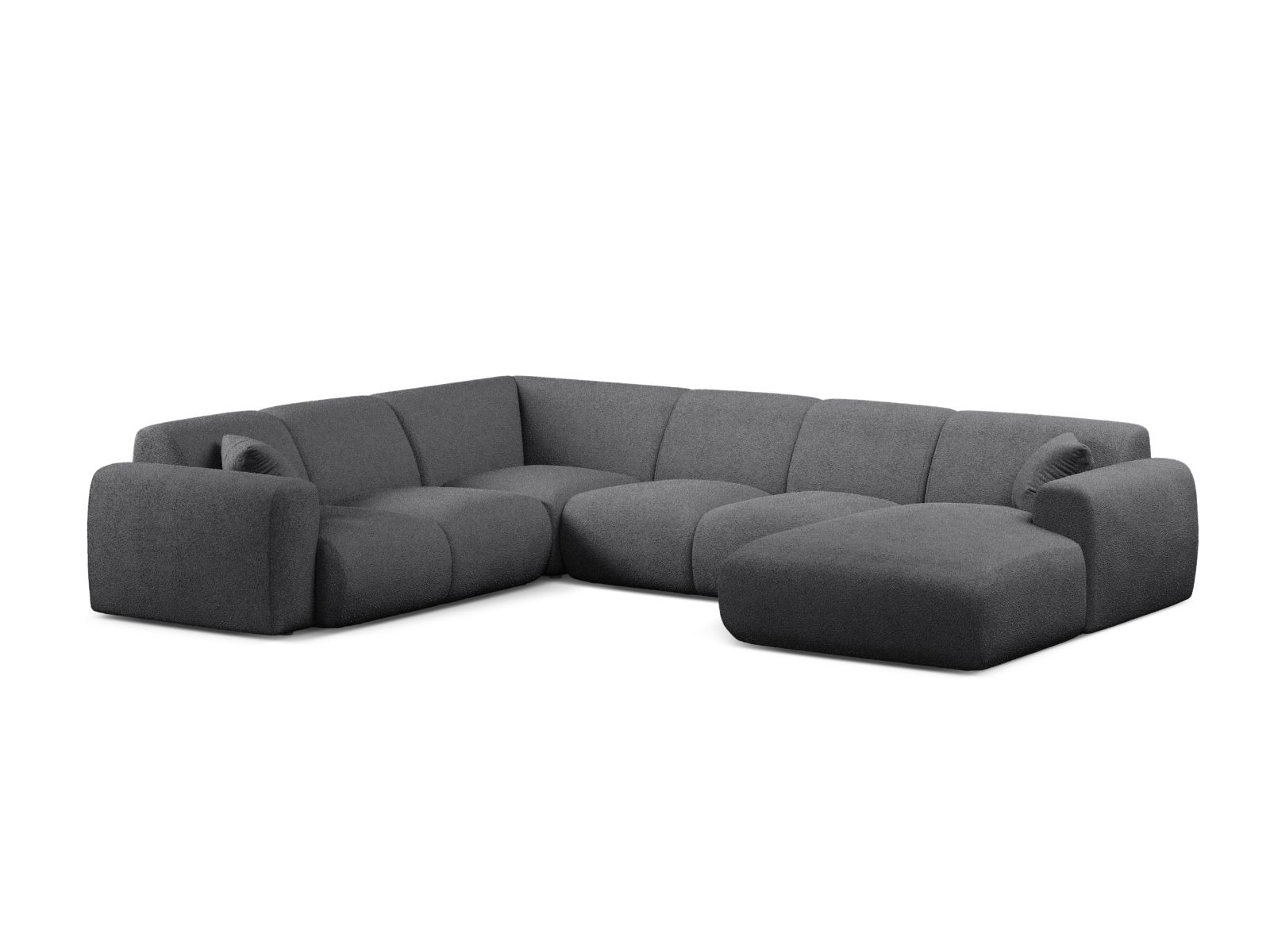 Boucle Modular Panoramic Left Corner Sofa, "Molino", 6 Seats, 326x252x72