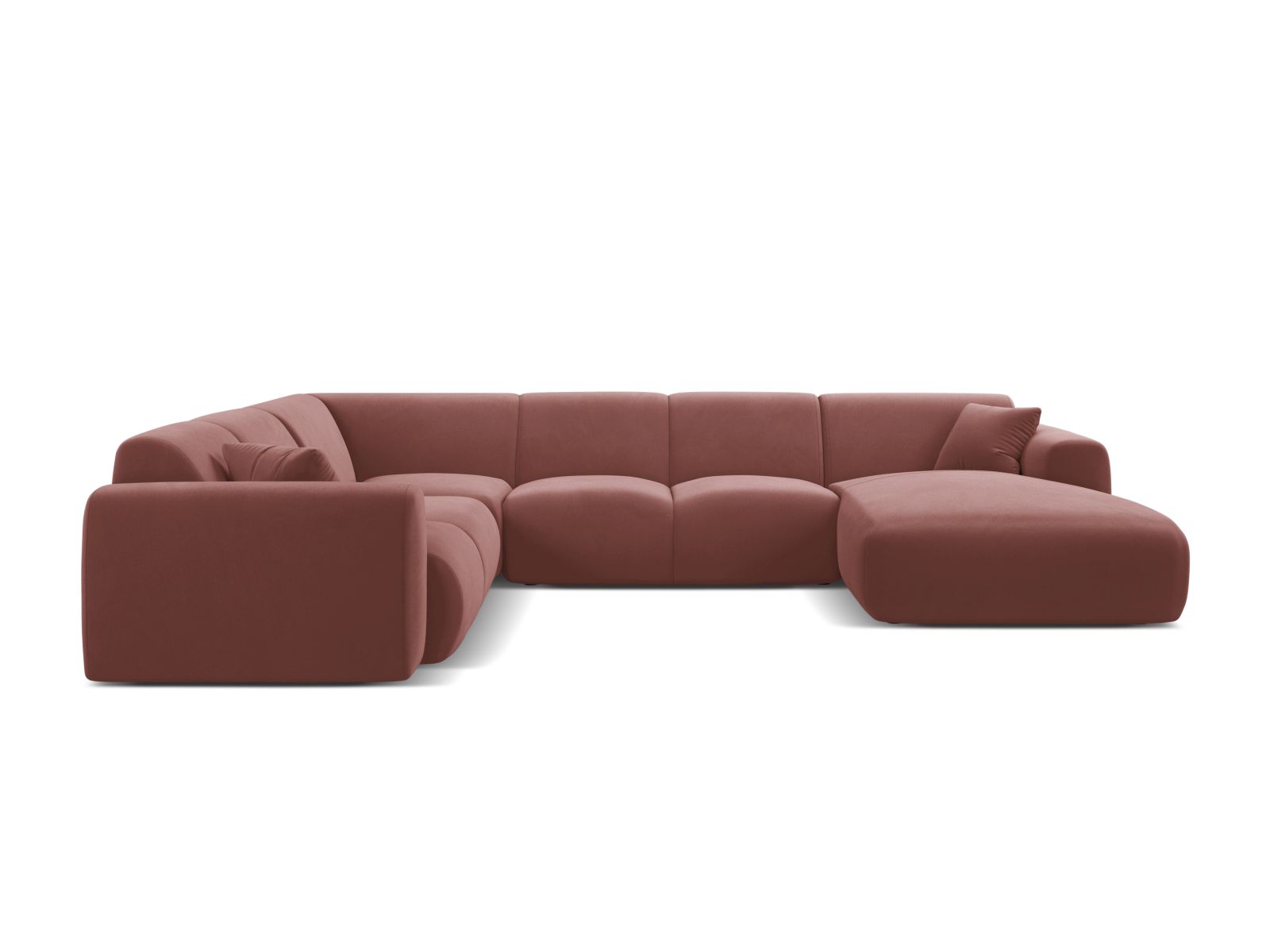 Velvet Modular Panoramic Left Corner Sofa, "Molino", 6 Seats, 326x252x72