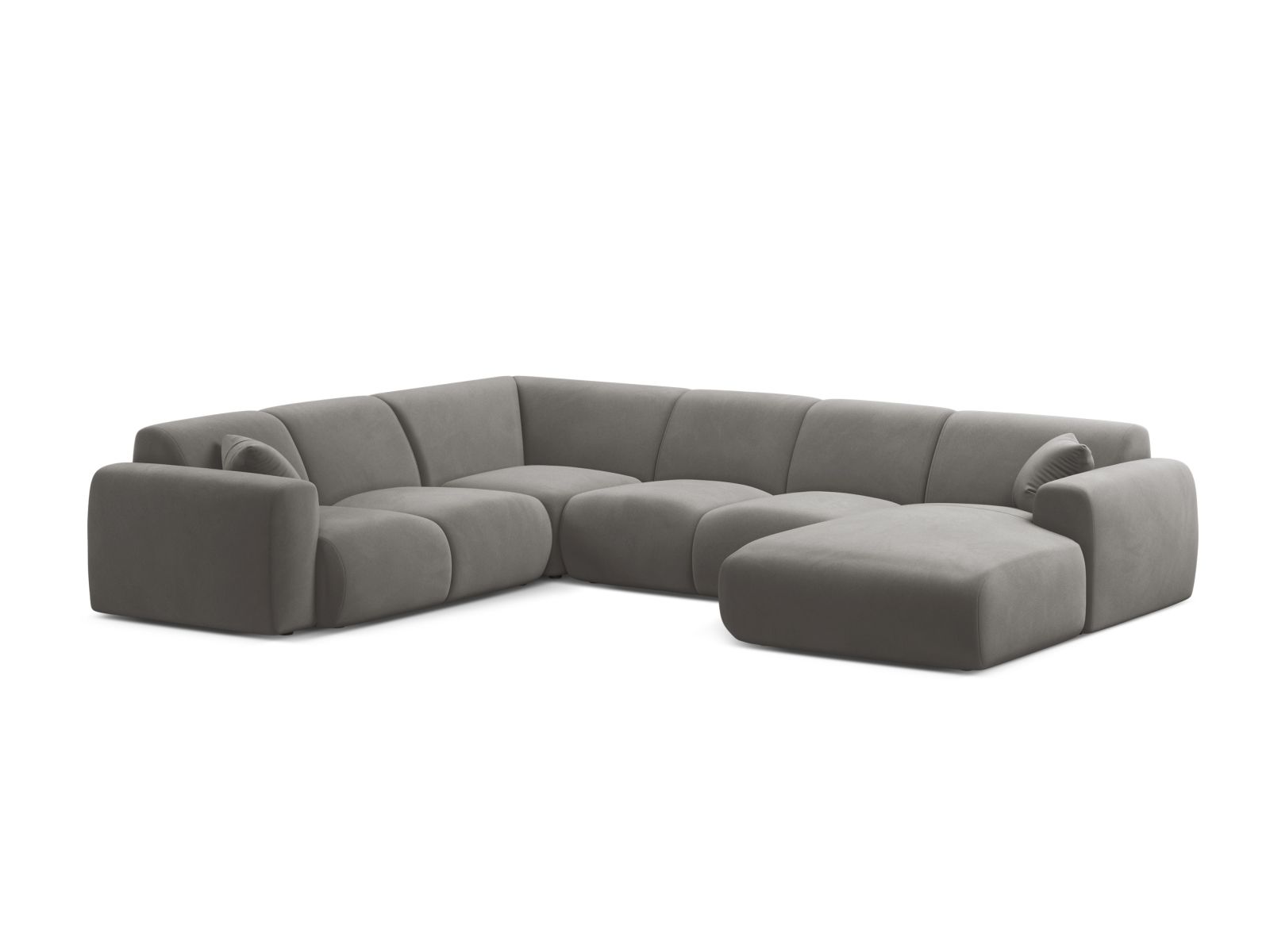Velvet Modular Panoramic Left Corner Sofa, "Molino", 6 Seats, 326x252x72