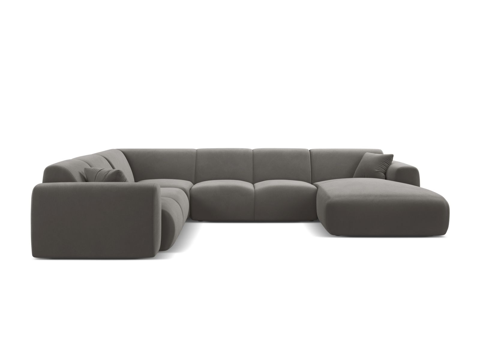 Velvet Modular Panoramic Left Corner Sofa, "Molino", 6 Seats, 326x252x72