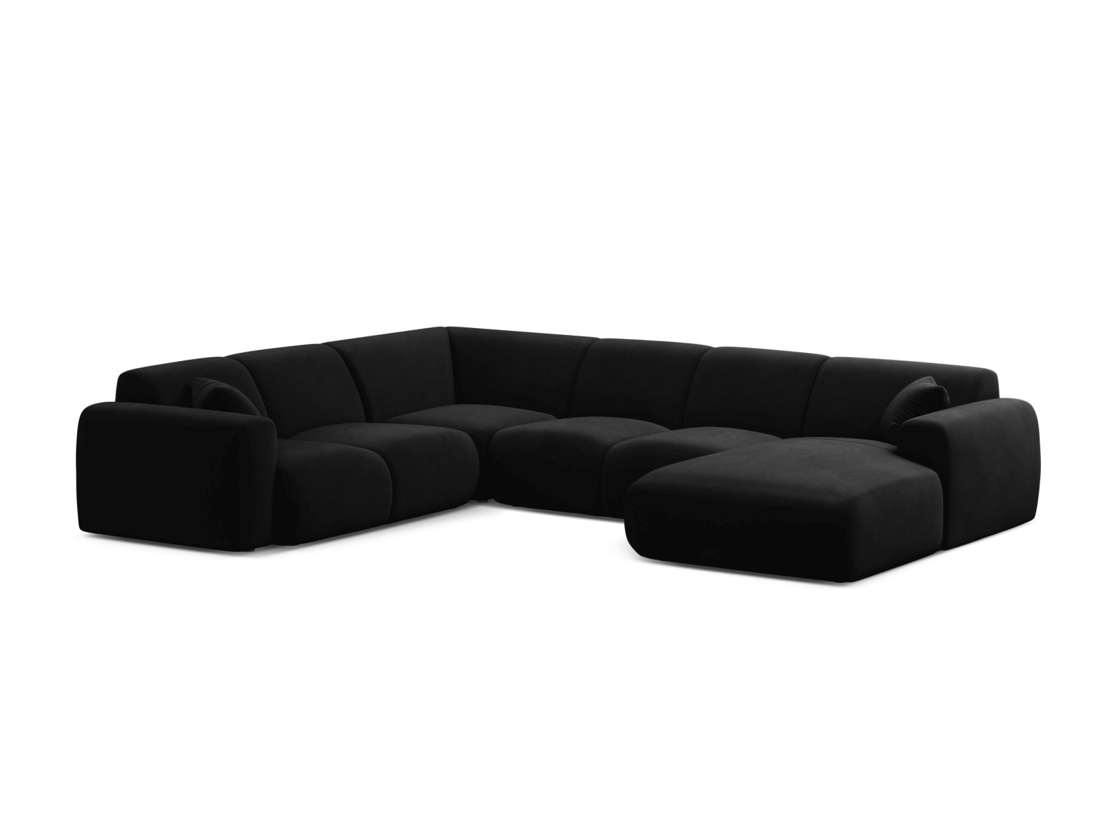Velvet Modular Panoramic Left Corner Sofa, "Molino", 6 Seats, 326x252x72