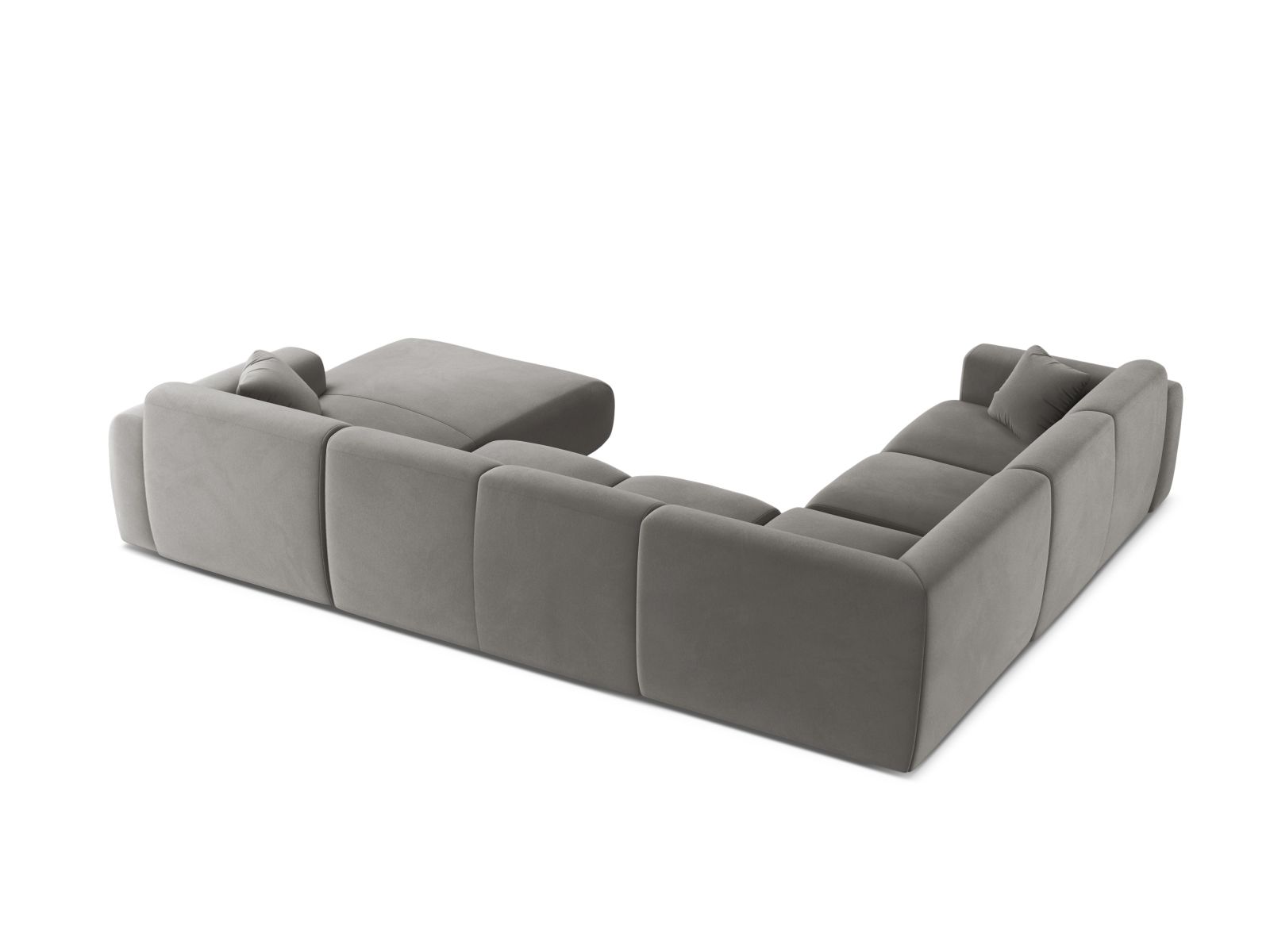 Velvet Modular Panoramic Left Corner Sofa, "Molino", 6 Seats, 326x252x72