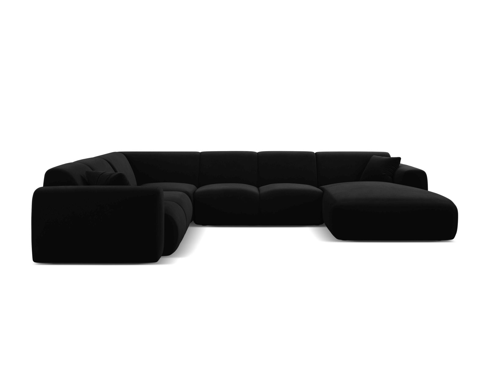 Velvet Modular Panoramic Left Corner Sofa, "Molino", 6 Seats, 326x252x72