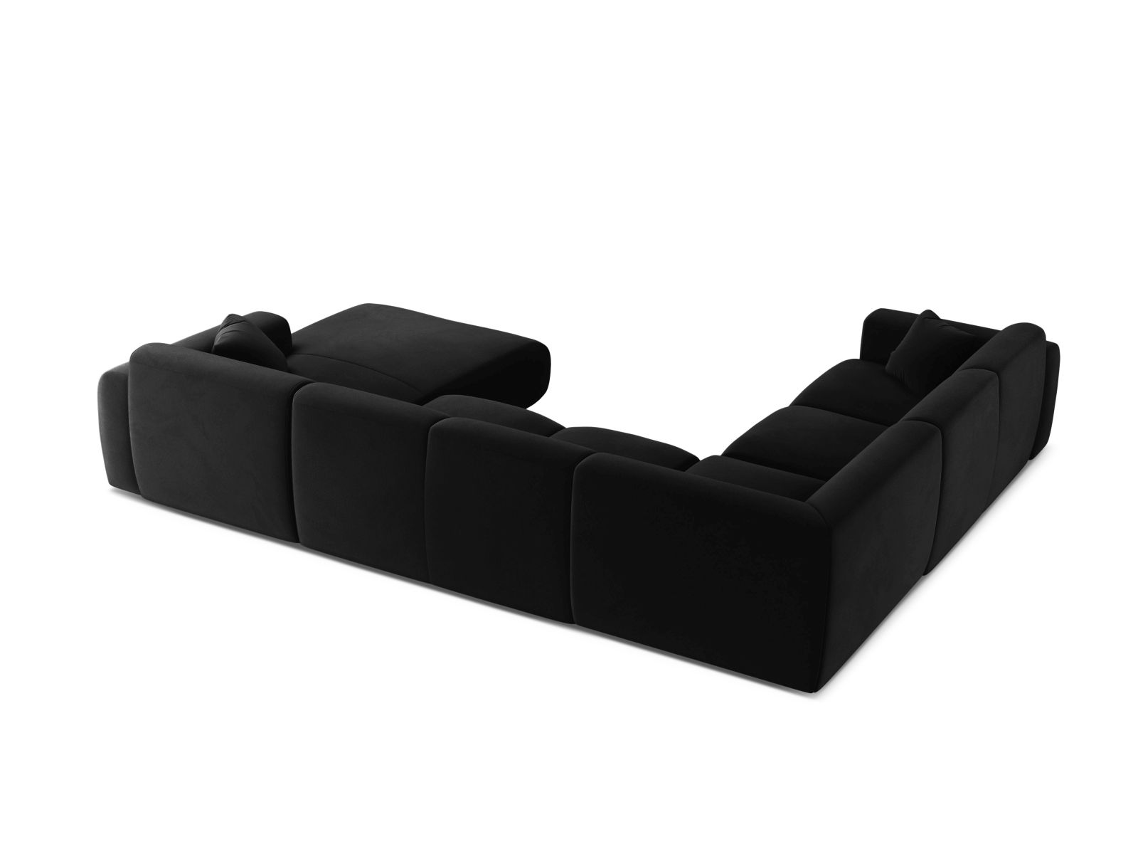 Velvet Modular Panoramic Left Corner Sofa, "Molino", 6 Seats, 326x252x72