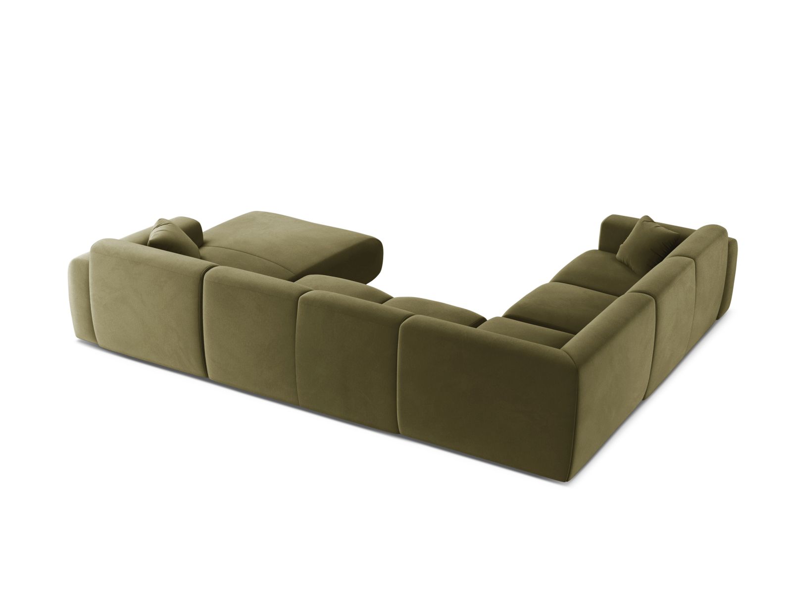 Velvet Modular Panoramic Left Corner Sofa, "Molino", 6 Seats, 326x252x72