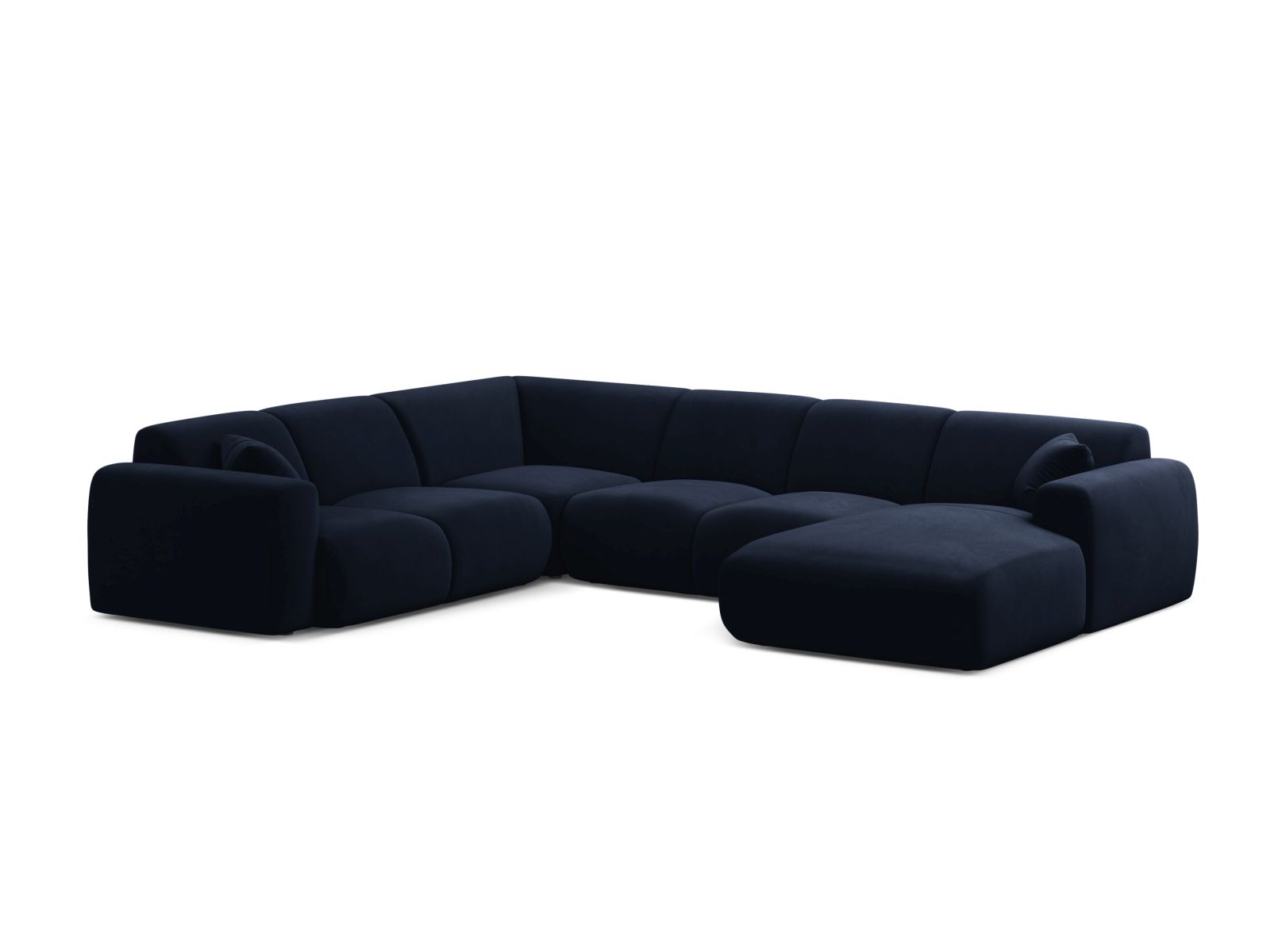Velvet Modular Panoramic Left Corner Sofa, "Molino", 6 Seats, 326x252x72