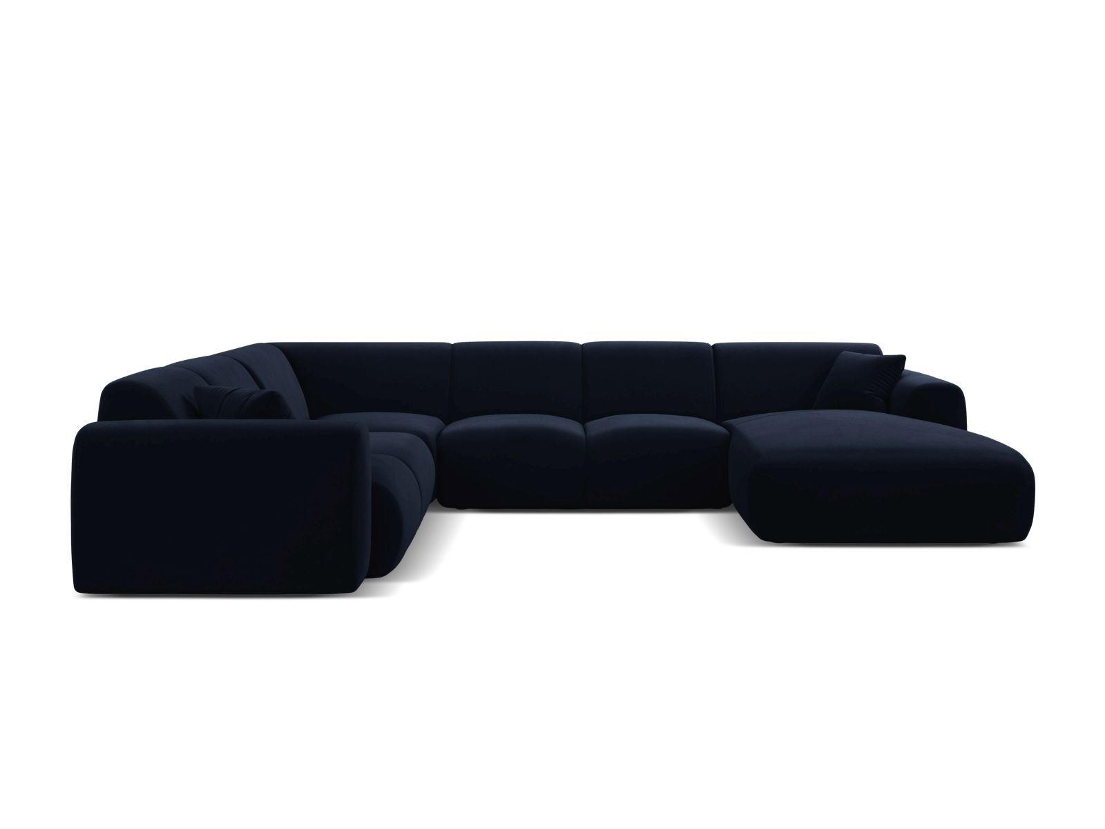 Velvet Modular Panoramic Left Corner Sofa, "Molino", 6 Seats, 326x252x72