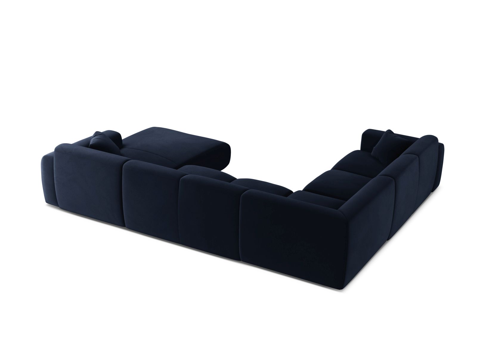 Velvet Modular Panoramic Left Corner Sofa, "Molino", 6 Seats, 326x252x72