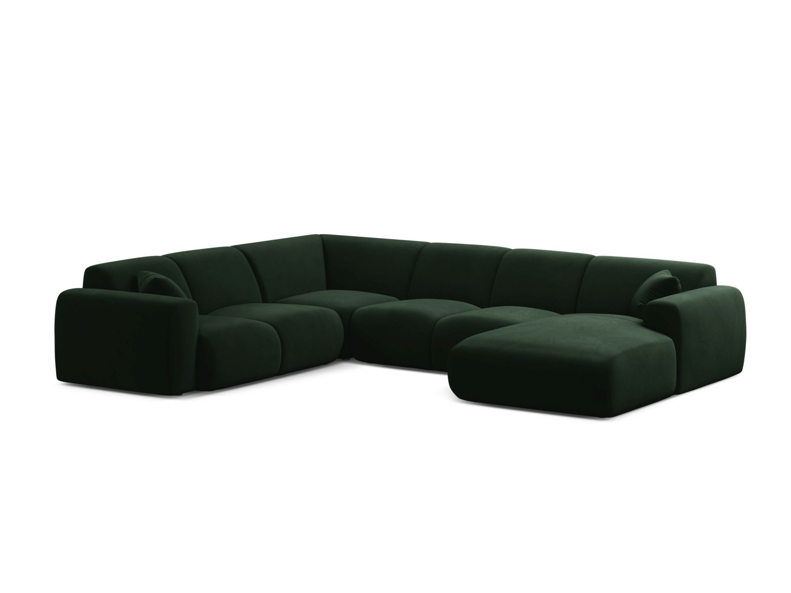 Velvet Modular Panoramic Left Corner Sofa, "Molino", 6 Seats, 326x252x72