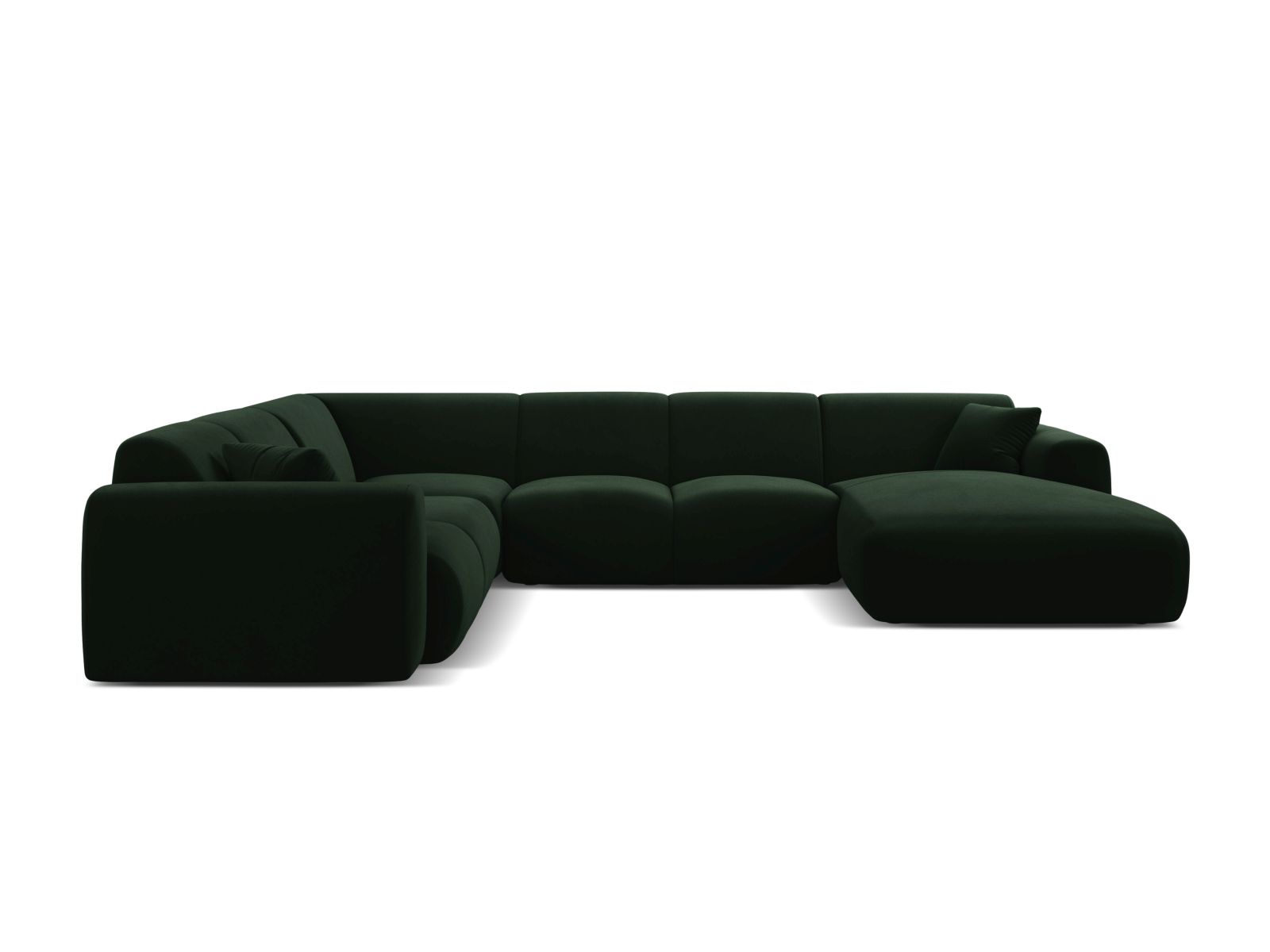 Velvet Modular Panoramic Left Corner Sofa, "Molino", 6 Seats, 326x252x72