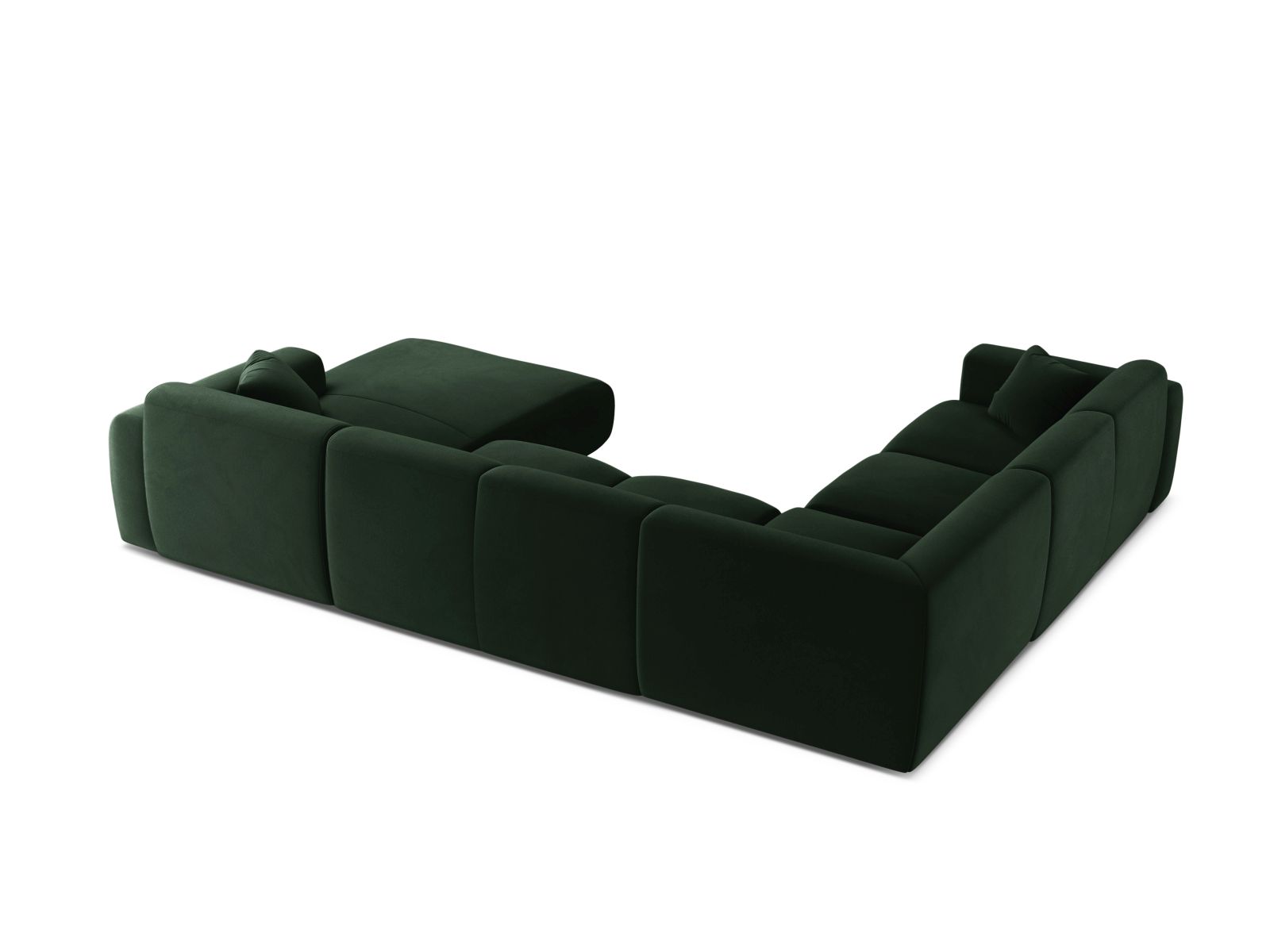 Velvet Modular Panoramic Left Corner Sofa, "Molino", 6 Seats, 326x252x72