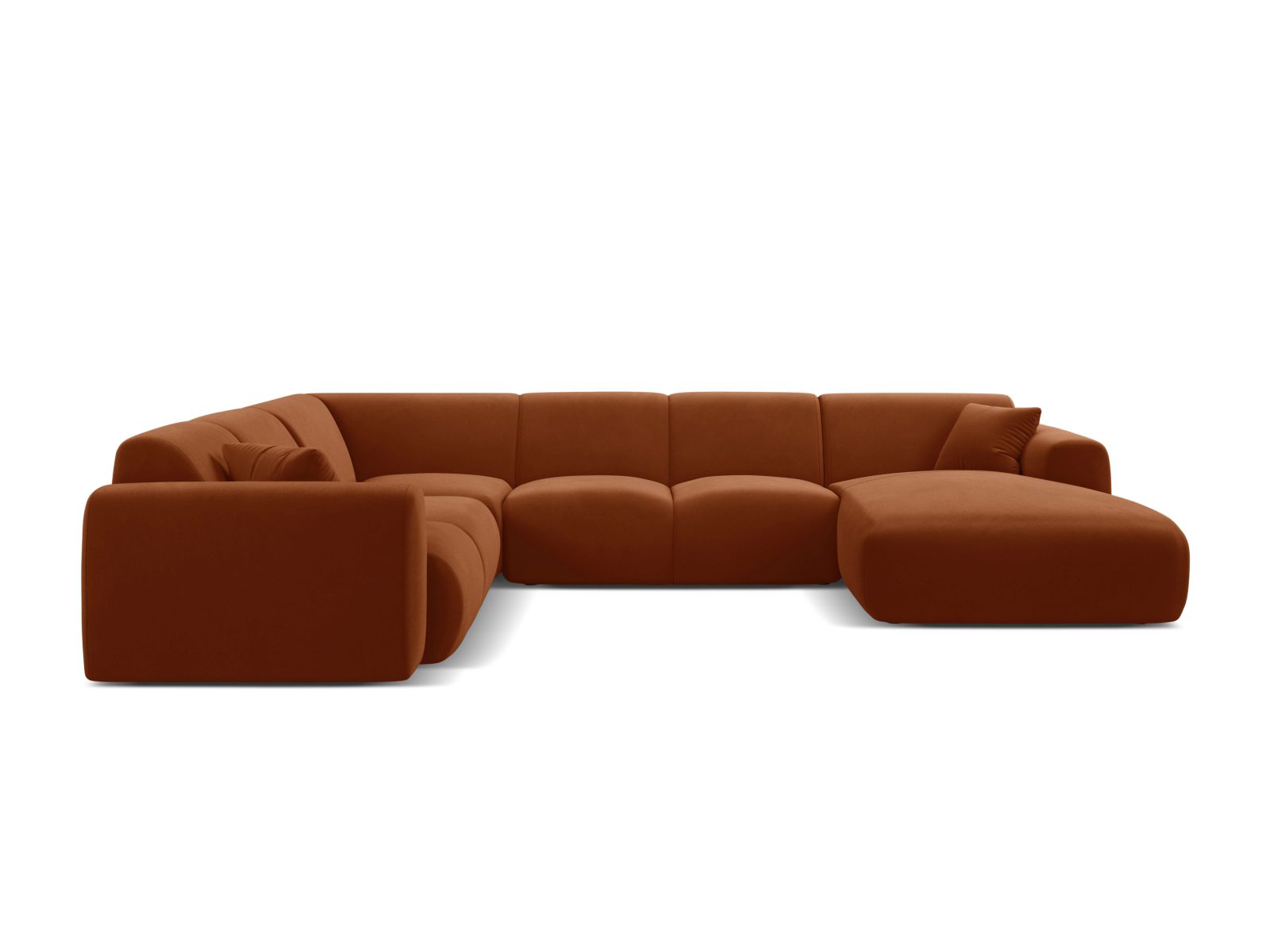 Velvet Modular Panoramic Left Corner Sofa, "Molino", 6 Seats, 326x252x72