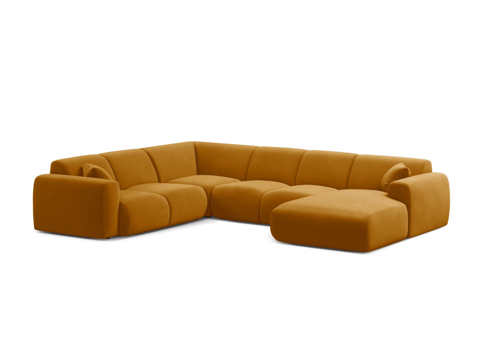 Velvet Modular Panoramic Left Corner Sofa, "Molino", 6 Seats, 326x252x72