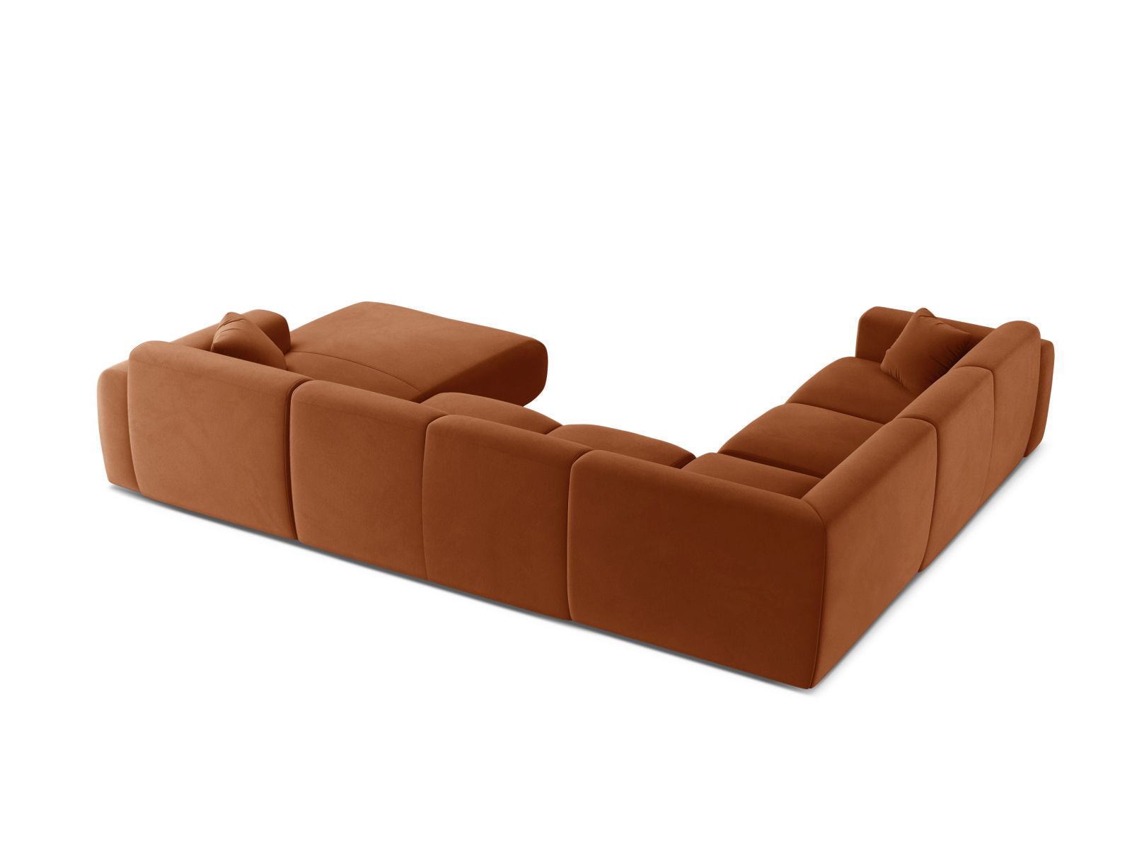 Velvet Modular Panoramic Left Corner Sofa, "Molino", 6 Seats, 326x252x72