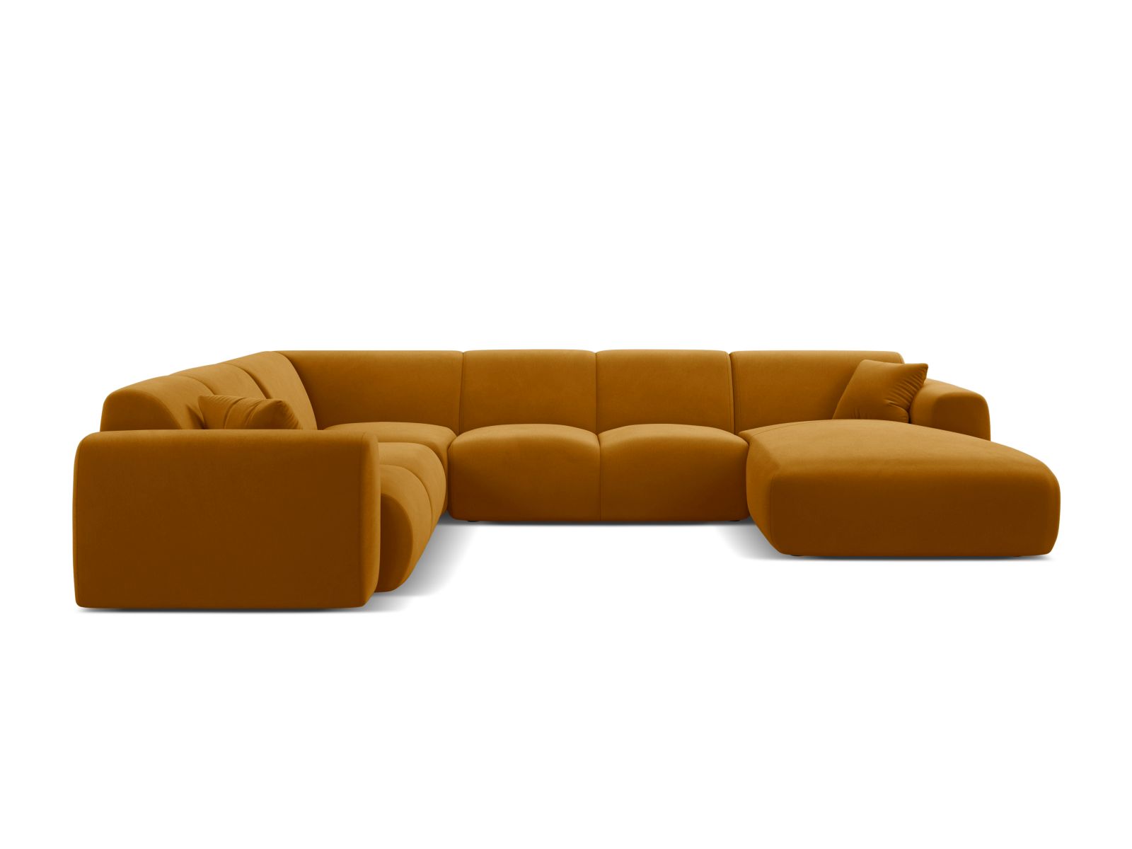 Velvet Modular Panoramic Left Corner Sofa, "Molino", 6 Seats, 326x252x72