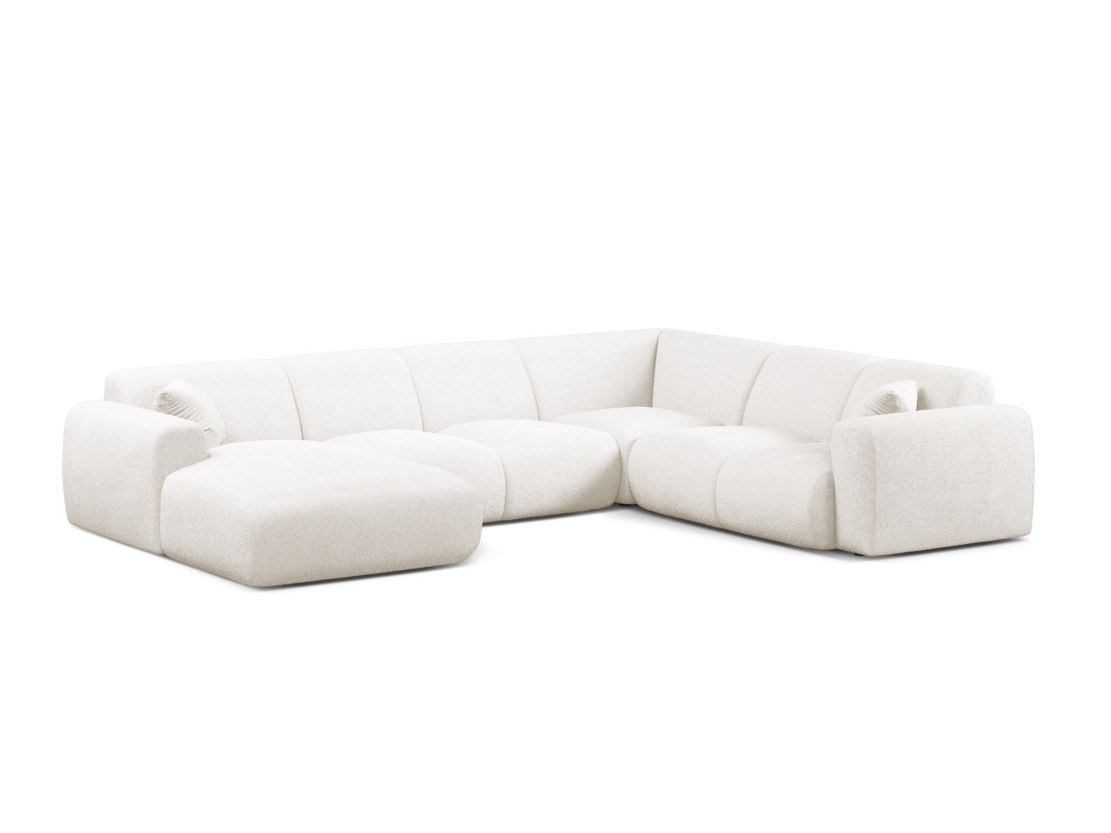 Boucle Modular Panoramic Right Corner Sofa, "Molino", 6 Seats, 326x252x72