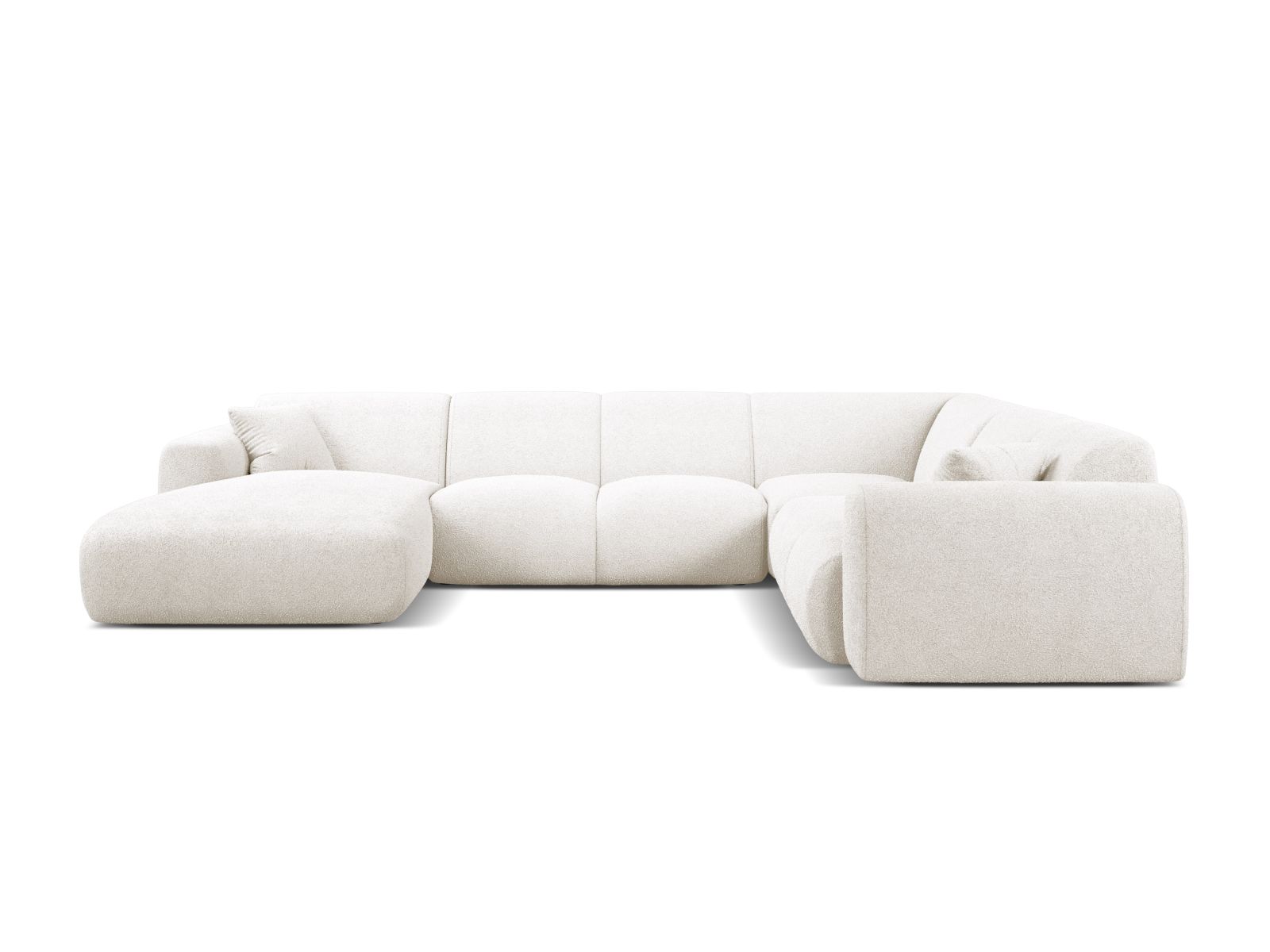Boucle Modular Panoramic Right Corner Sofa, "Molino", 6 Seats, 326x252x72