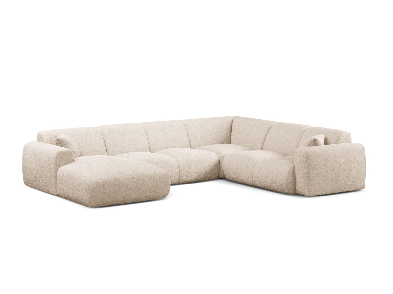 Boucle Modular Panoramic Right Corner Sofa, "Molino", 6 Seats, 326x252x72