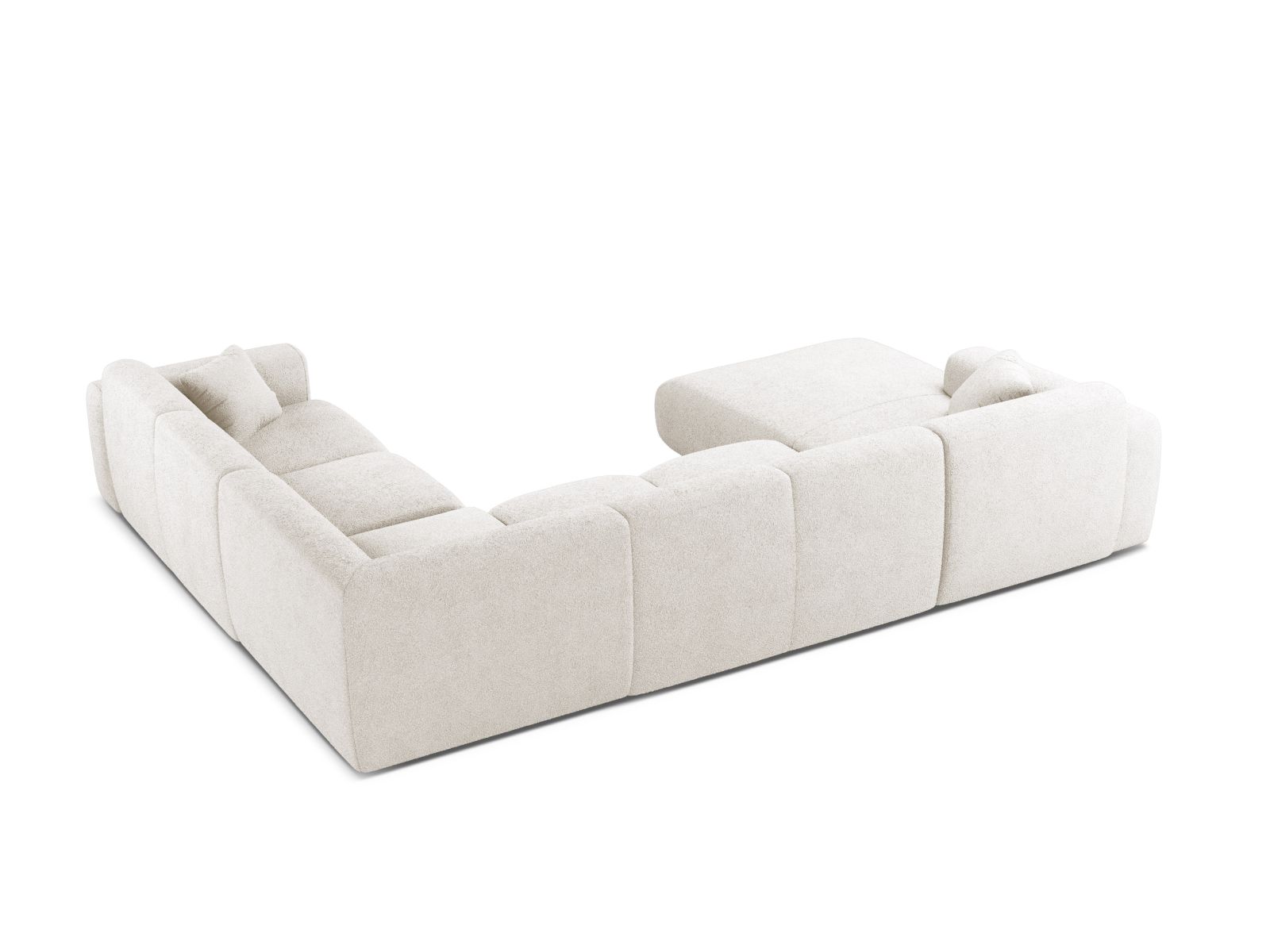 Boucle Modular Panoramic Right Corner Sofa, "Molino", 6 Seats, 326x252x72