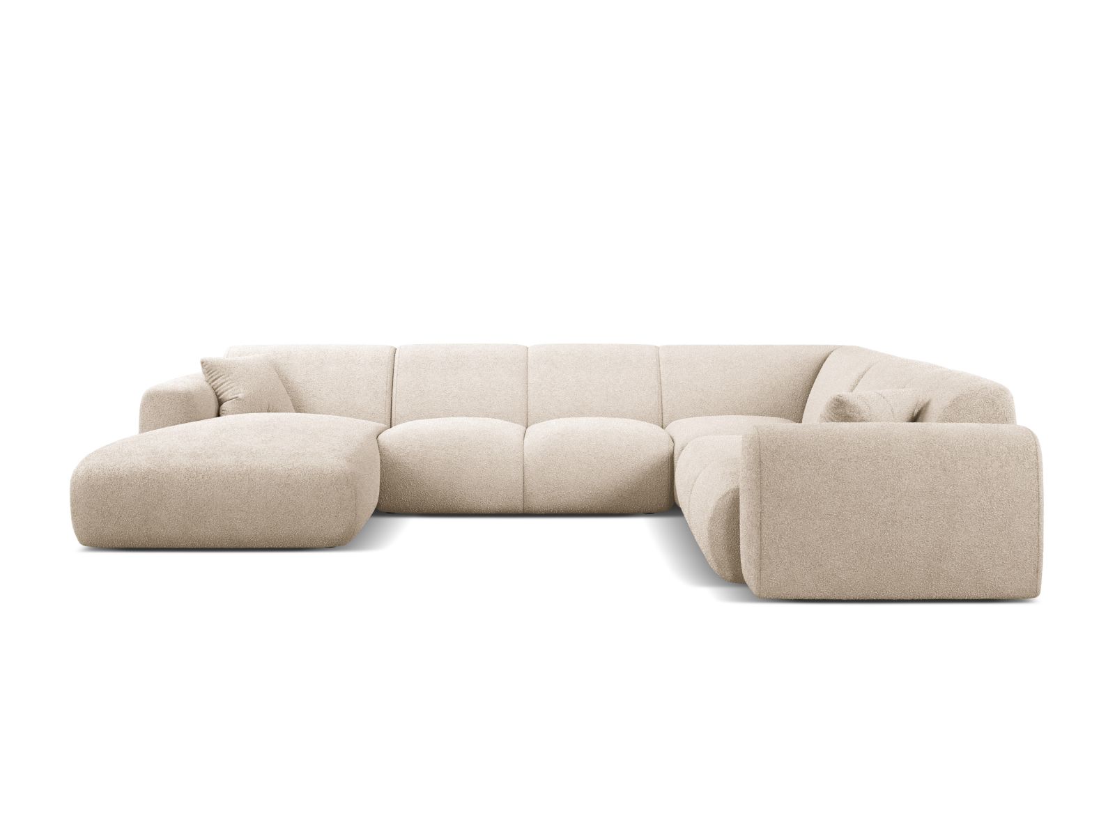 Boucle Modular Panoramic Right Corner Sofa, "Molino", 6 Seats, 326x252x72