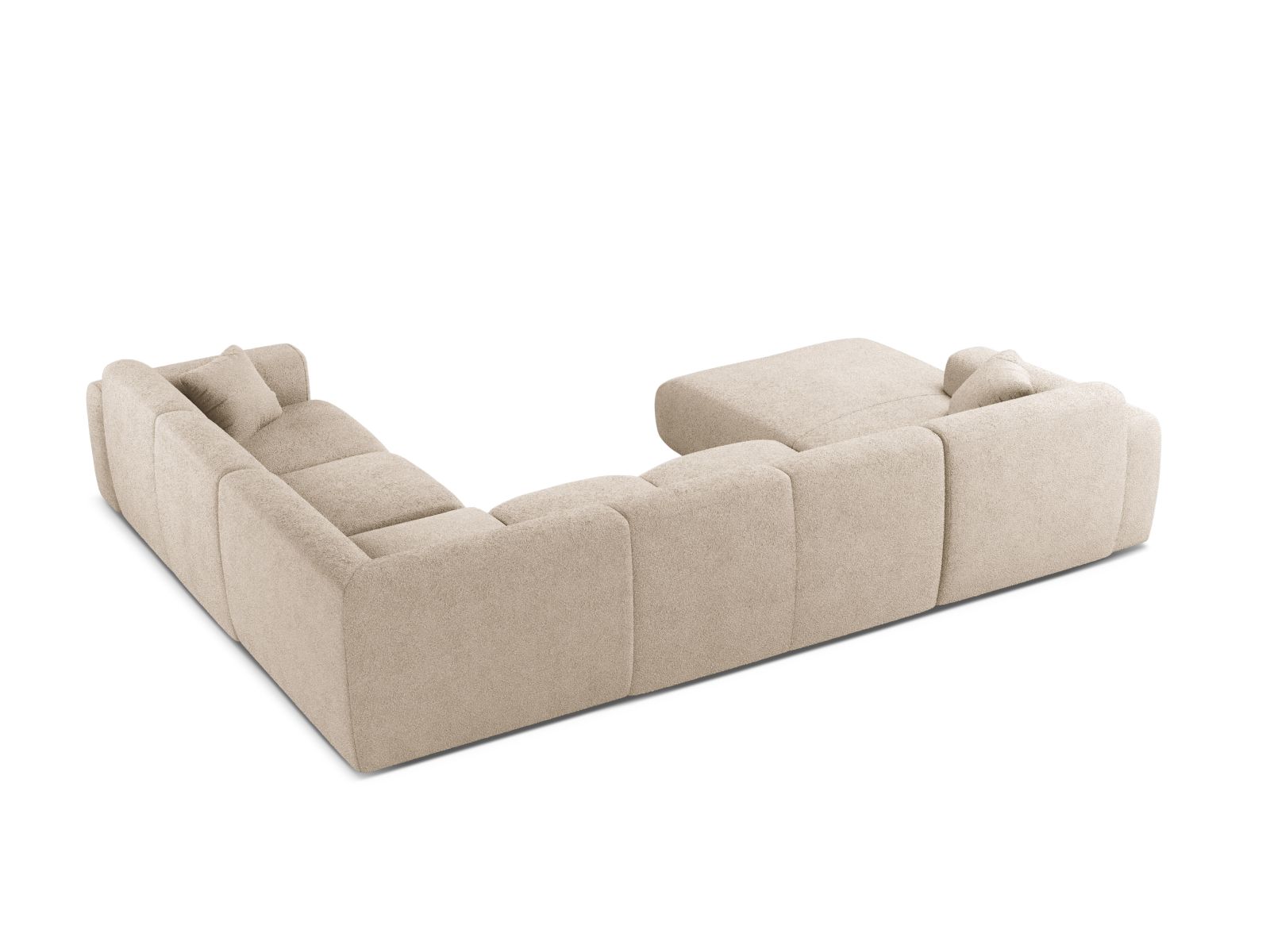 Boucle Modular Panoramic Right Corner Sofa, "Molino", 6 Seats, 326x252x72