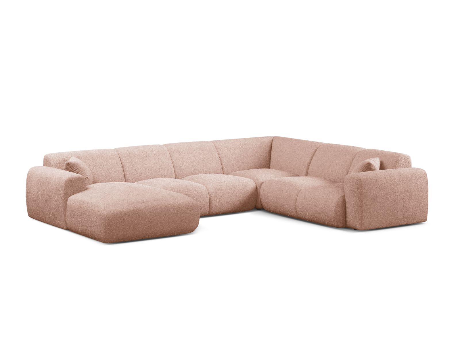 Boucle Modular Panoramic Right Corner Sofa, "Molino", 6 Seats, 326x252x72