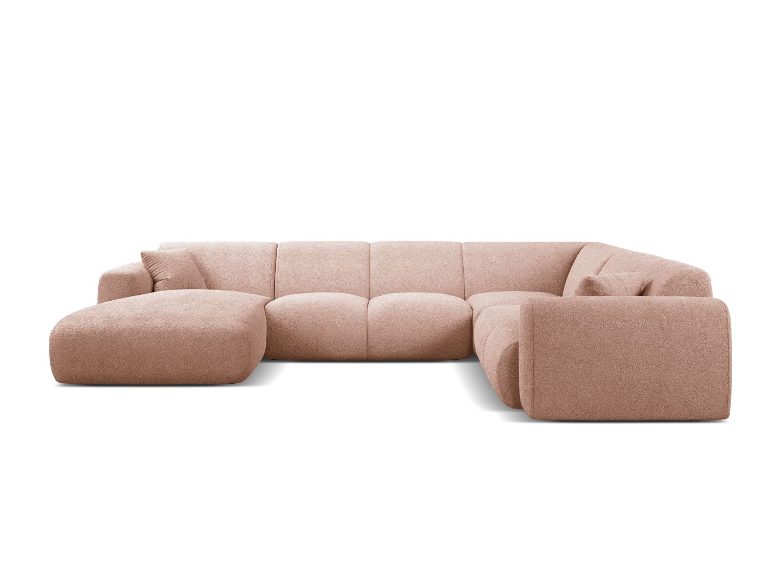 Boucle Modular Panoramic Right Corner Sofa, "Molino", 6 Seats, 326x252x72