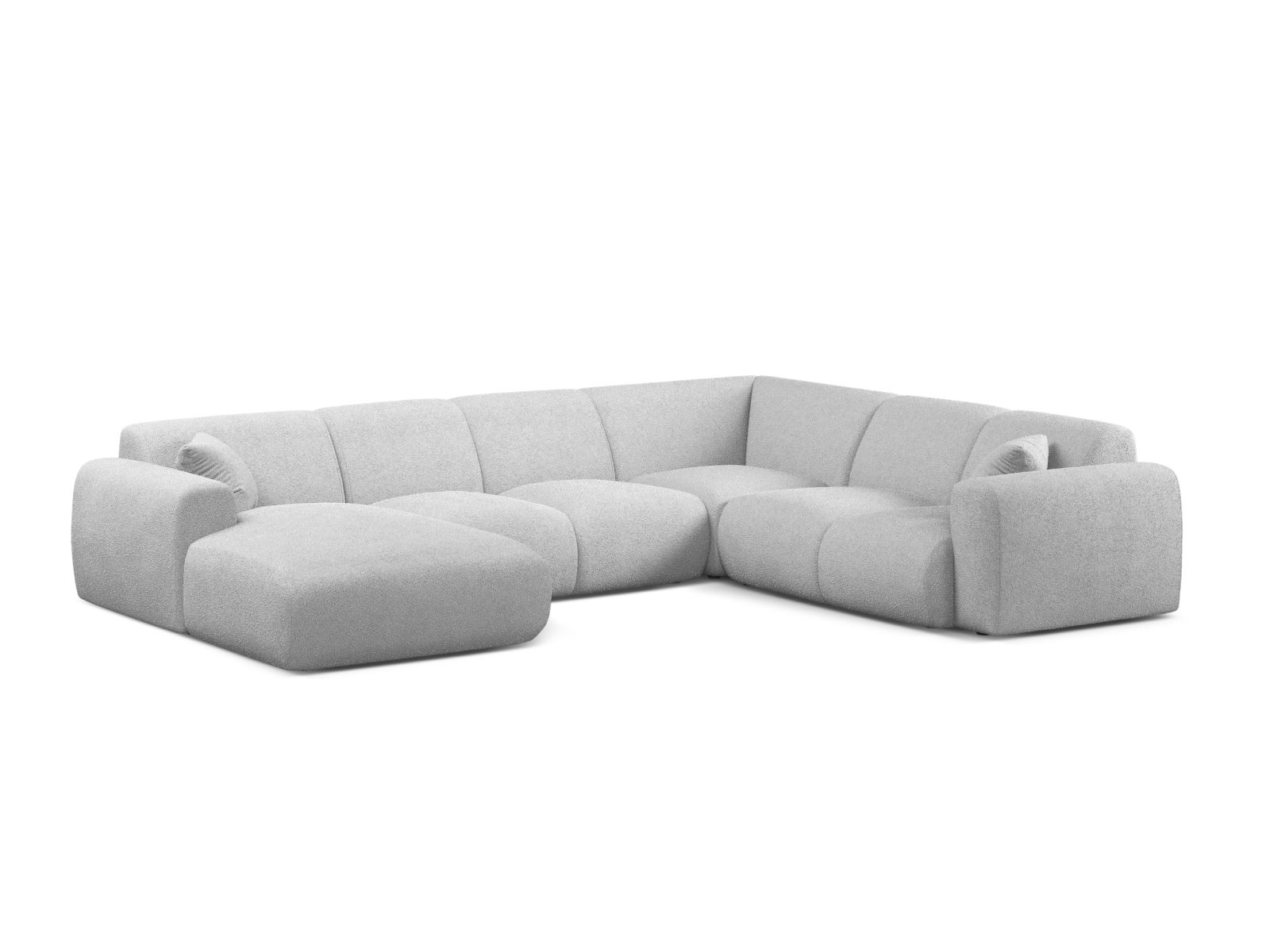 Boucle Modular Panoramic Right Corner Sofa, "Molino", 6 Seats, 326x252x72