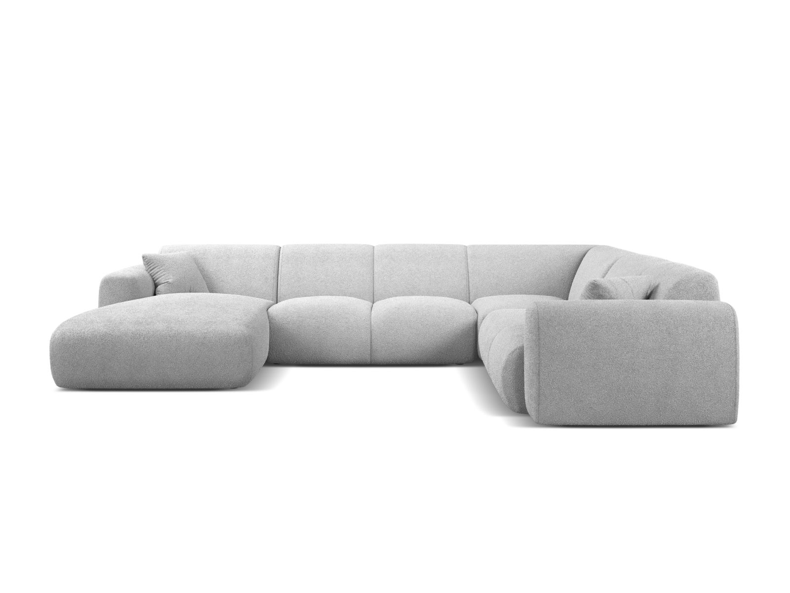 Boucle Modular Panoramic Right Corner Sofa, "Molino", 6 Seats, 326x252x72