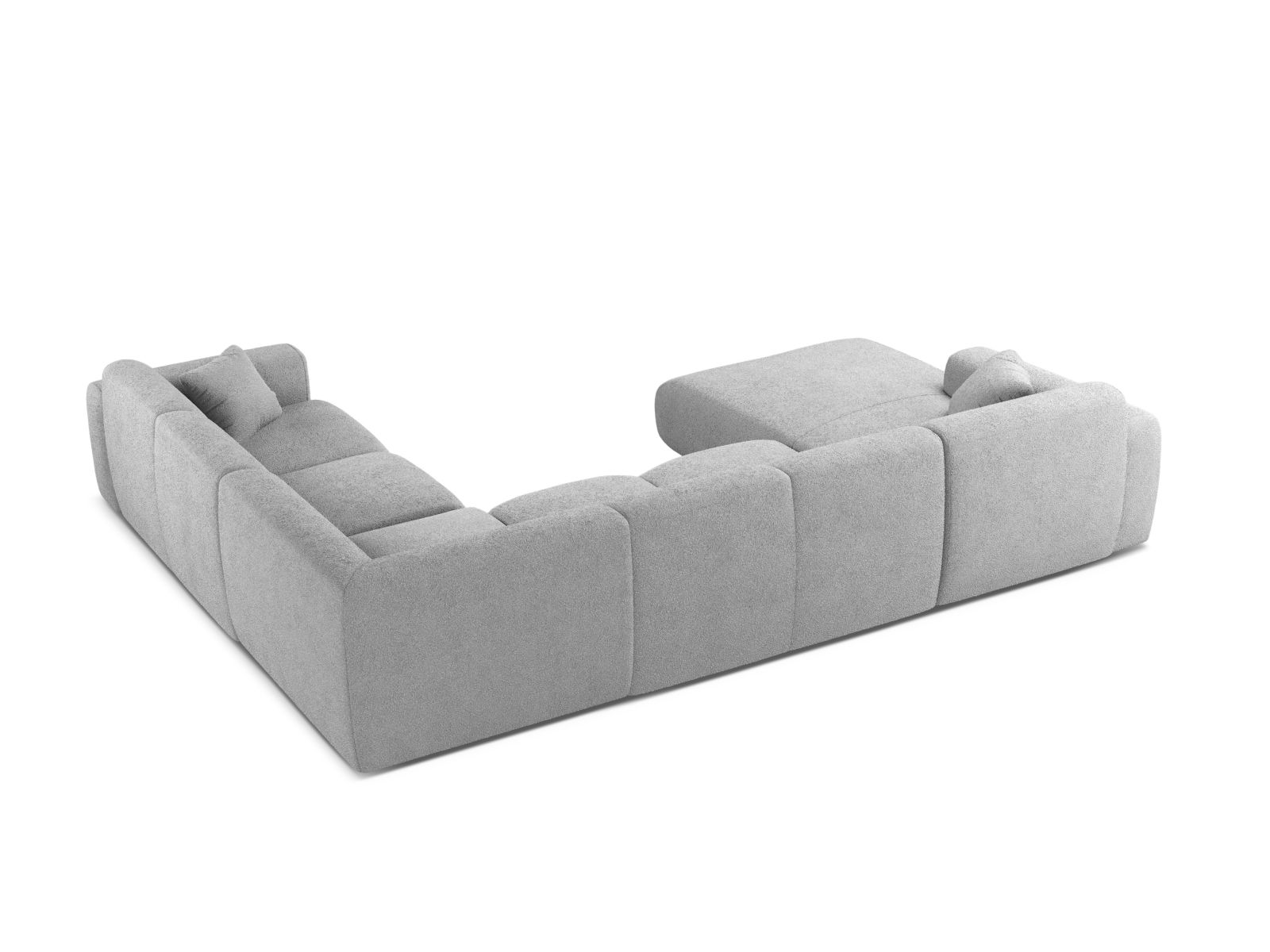 Boucle Modular Panoramic Right Corner Sofa, "Molino", 6 Seats, 326x252x72