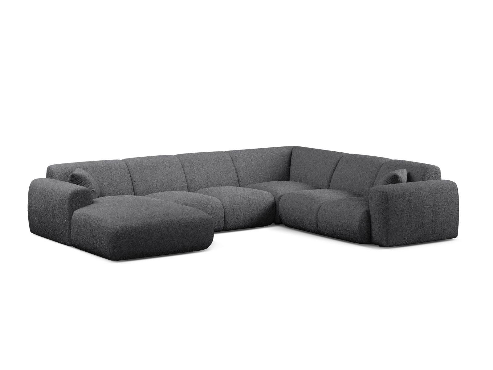 Boucle Modular Panoramic Right Corner Sofa, "Molino", 6 Seats, 326x252x72