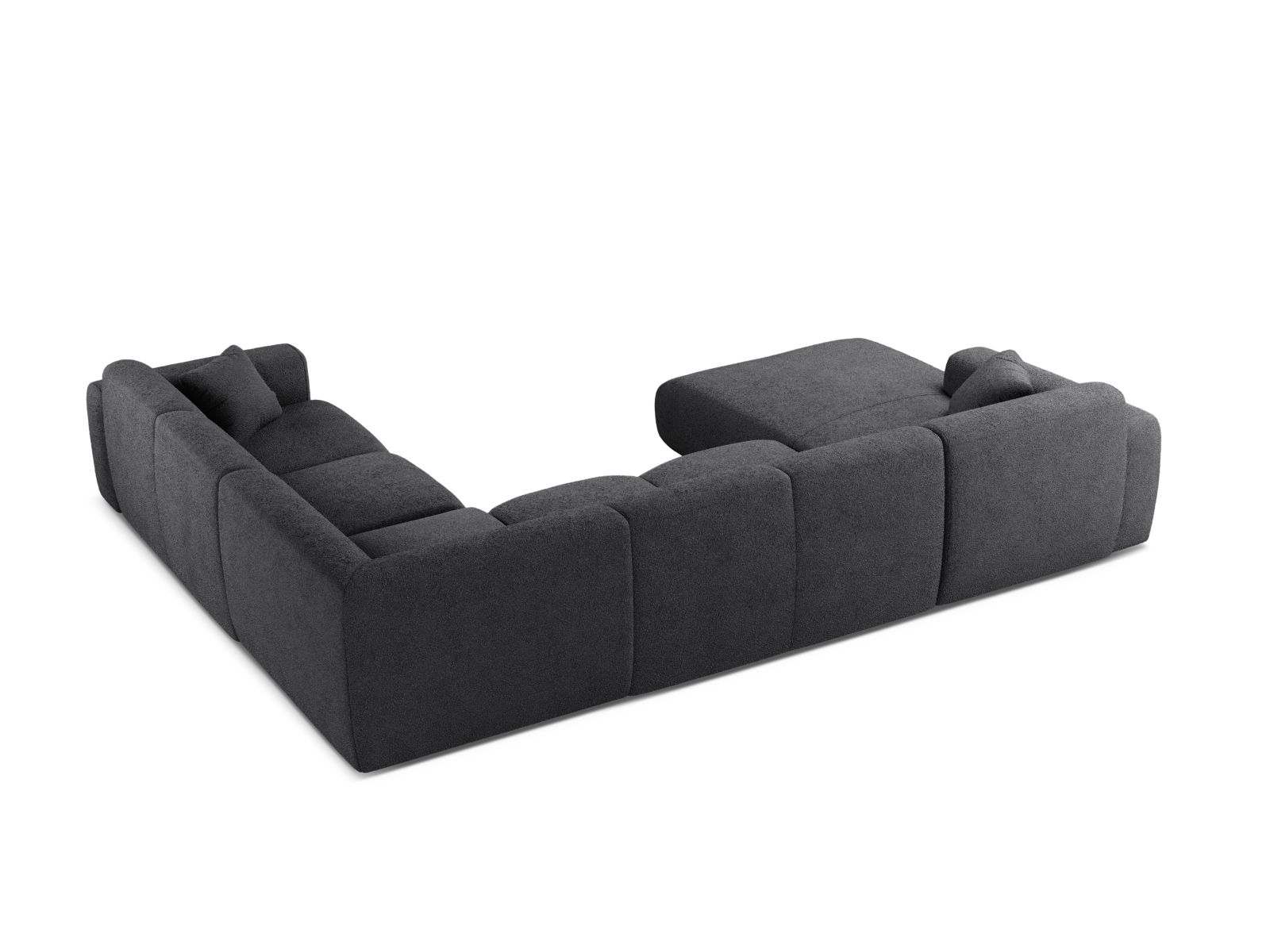 Boucle Modular Panoramic Right Corner Sofa, "Molino", 6 Seats, 326x252x72