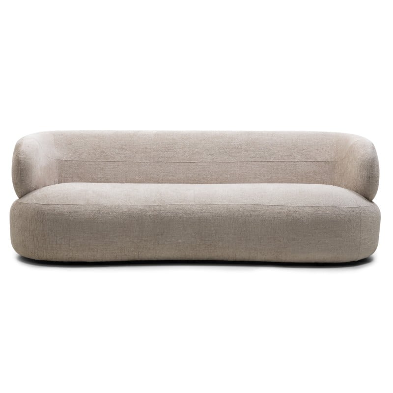 Sofa do salonu Tiubo jasnobeżowa, obłe kształty