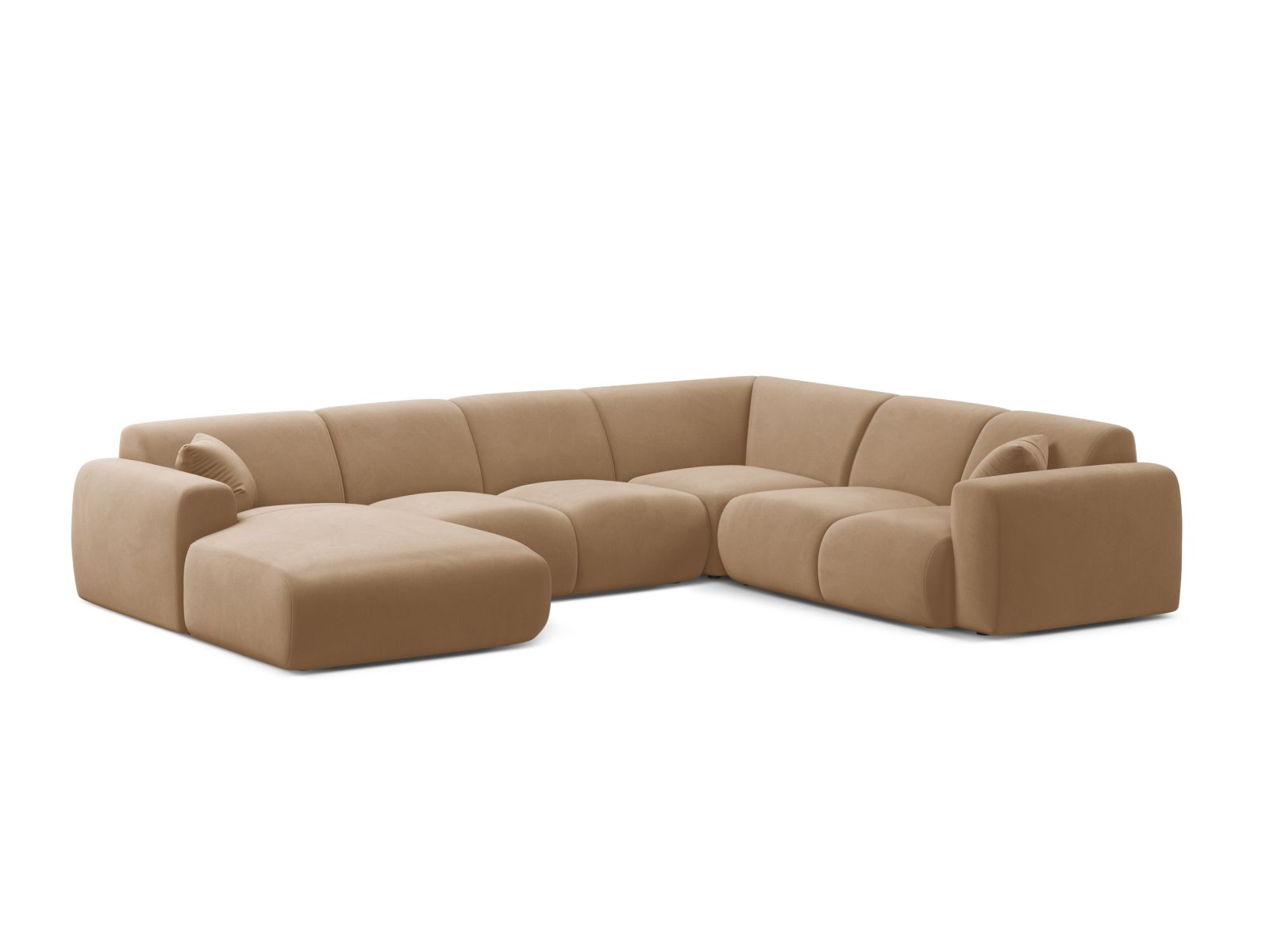 Velvet Modular Panoramic Right Corner Sofa, "Molino", 6 Seats, 326x252x72