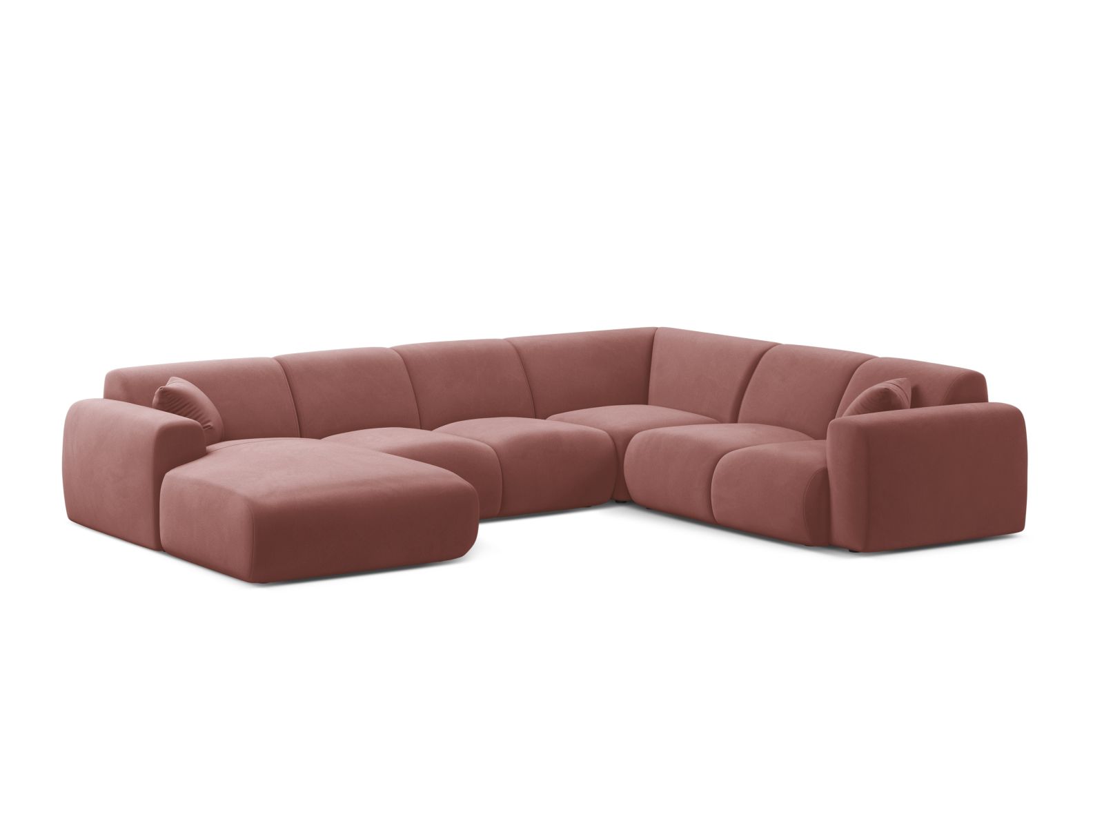 Velvet Modular Panoramic Right Corner Sofa, "Molino", 6 Seats, 326x252x72