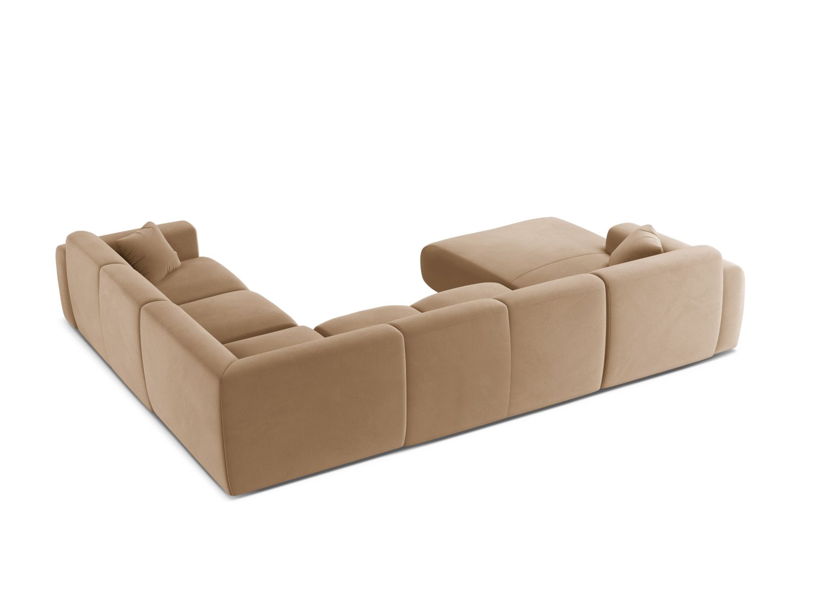 Velvet Modular Panoramic Right Corner Sofa, "Molino", 6 Seats, 326x252x72