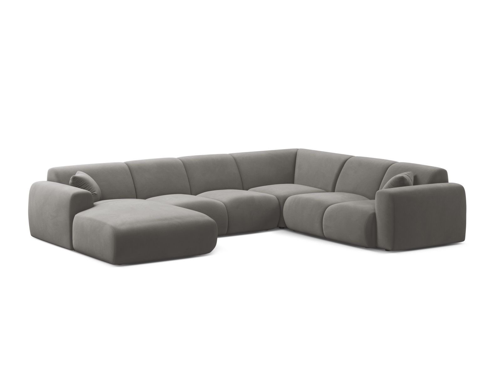 Velvet Modular Panoramic Right Corner Sofa, "Molino", 6 Seats, 326x252x72