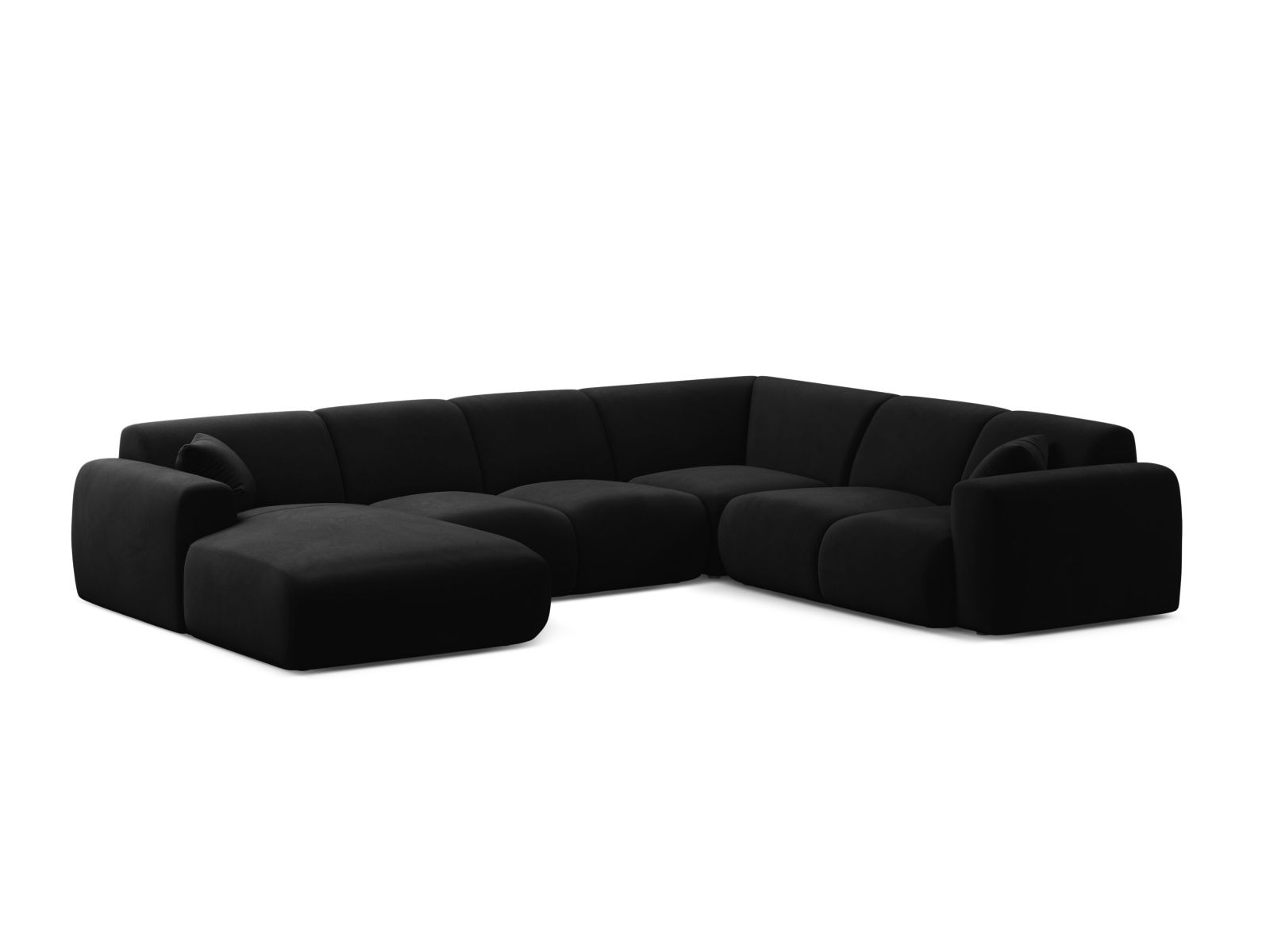 Velvet Modular Panoramic Right Corner Sofa, "Molino", 6 Seats, 326x252x72