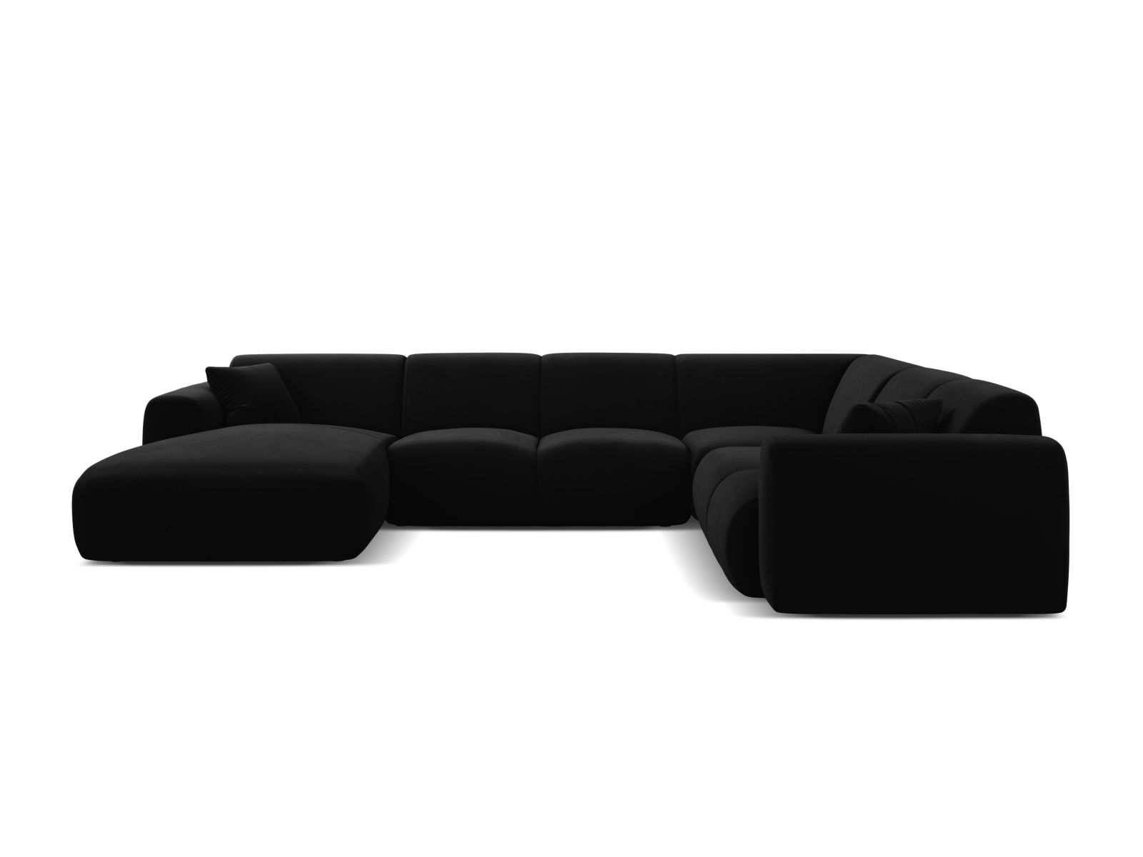 Velvet Modular Panoramic Right Corner Sofa, "Molino", 6 Seats, 326x252x72