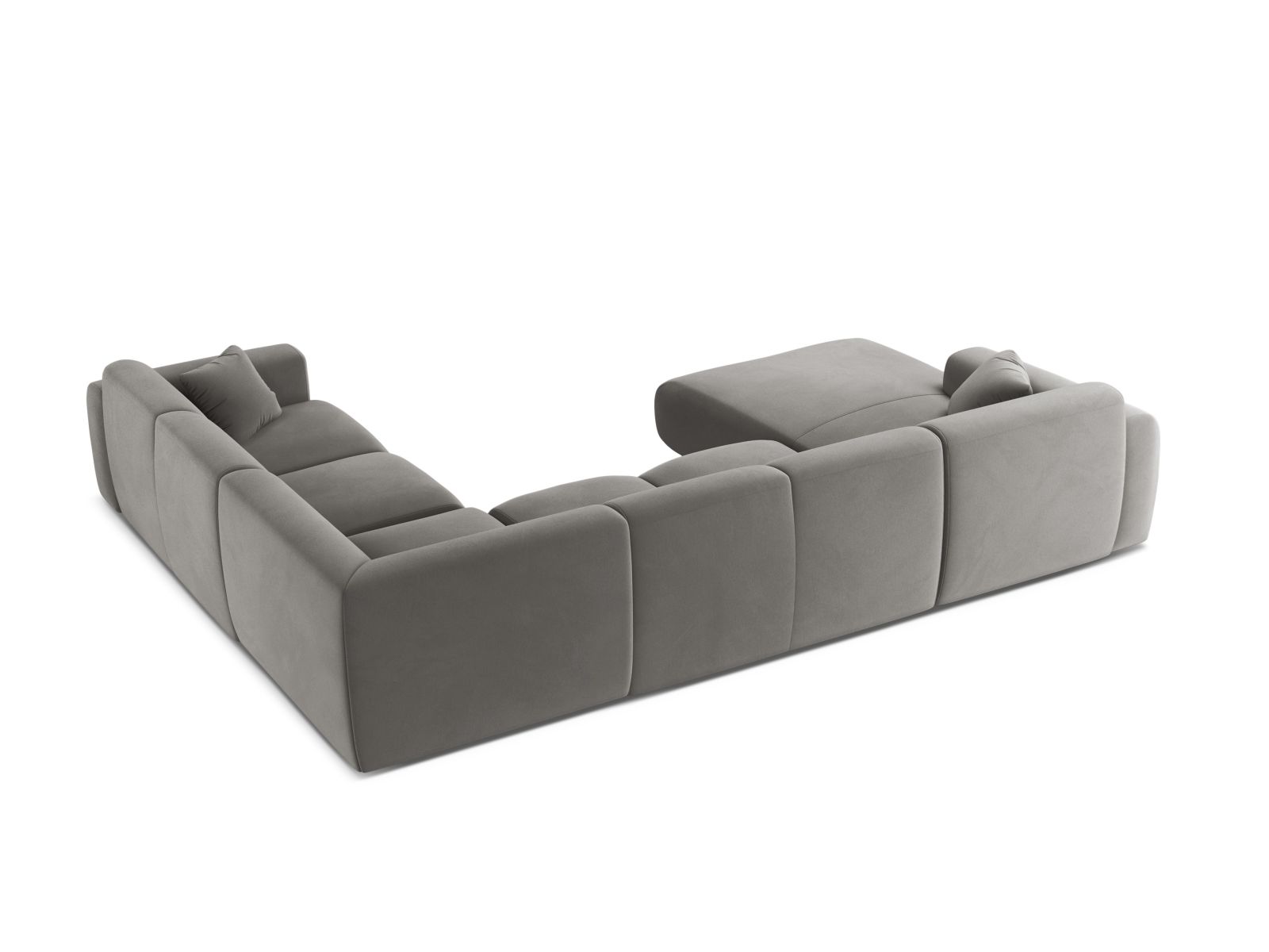 Velvet Modular Panoramic Right Corner Sofa, "Molino", 6 Seats, 326x252x72