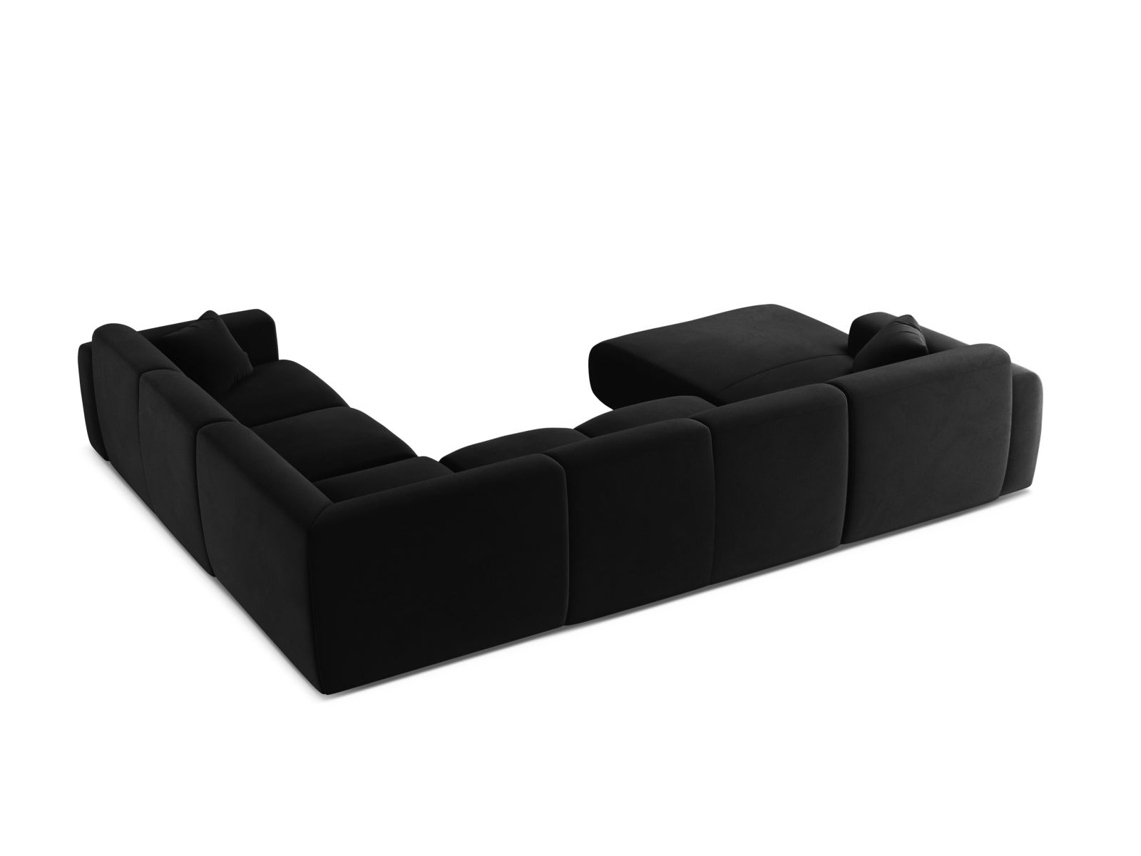 Velvet Modular Panoramic Right Corner Sofa, "Molino", 6 Seats, 326x252x72